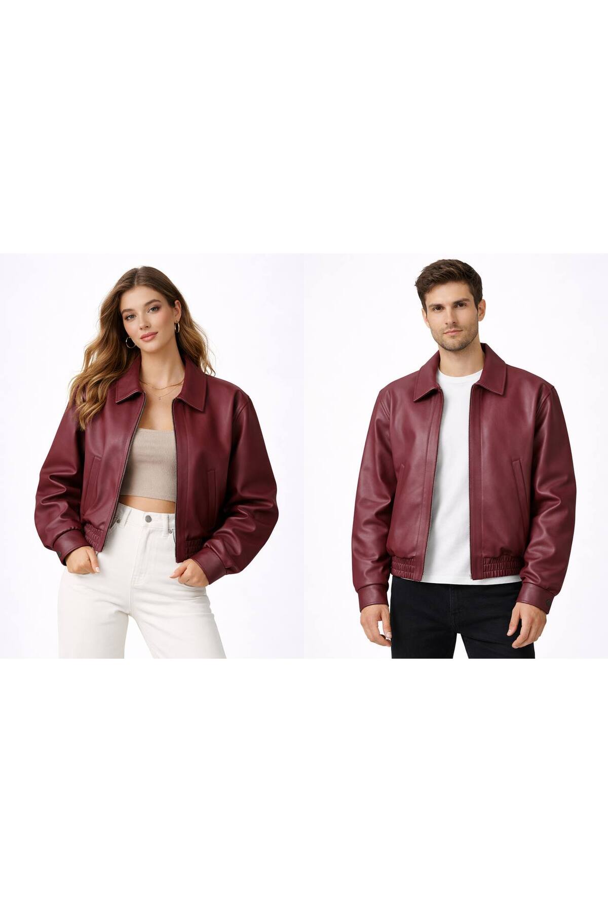 BASEL.CO Unisex Oversize Deri Ceket - Çift Kombinleri (Fiyat Tek Ürün Fiyatıdır)