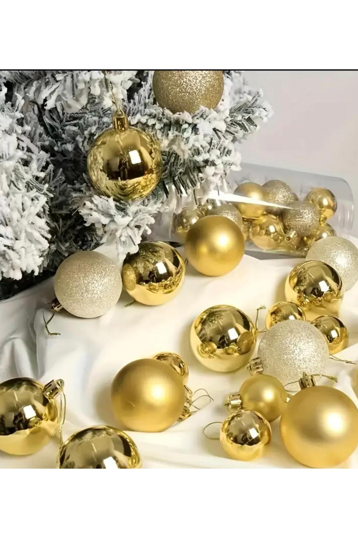 alisa Yılbaşı Ağacı Noel Süsü Cici Toplar 3Cm (24 Adet Gold)