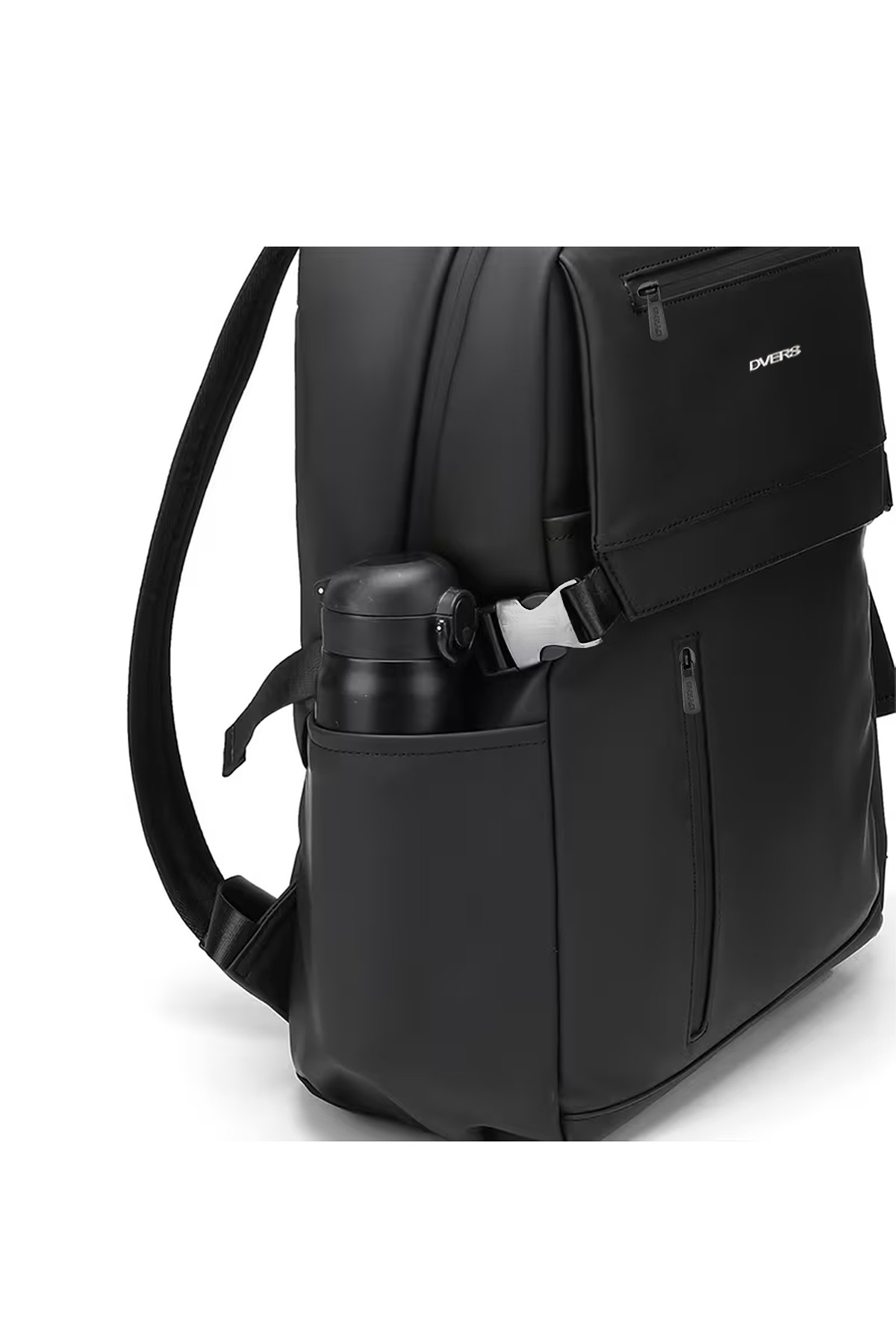 D'VERS  Siyah 4 Bölmeli Su İtici Fermuar Detaylı 15.6-16.1-16.9 Inç Uyumlu Siyah Sırt Laptop Çantası - Görsel 4