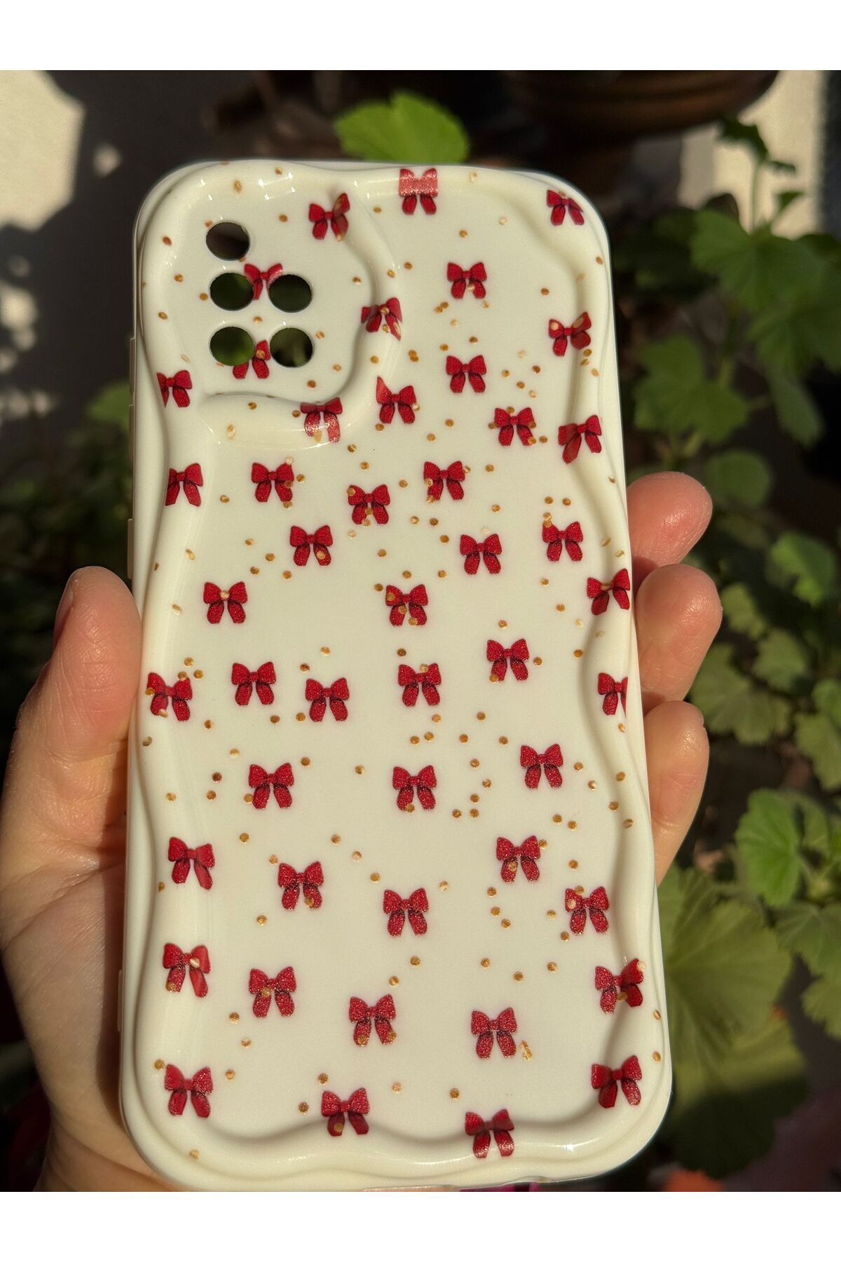 Samsung Galaxy A51 Compatible Red Bow Pattern Soft Silicone Case