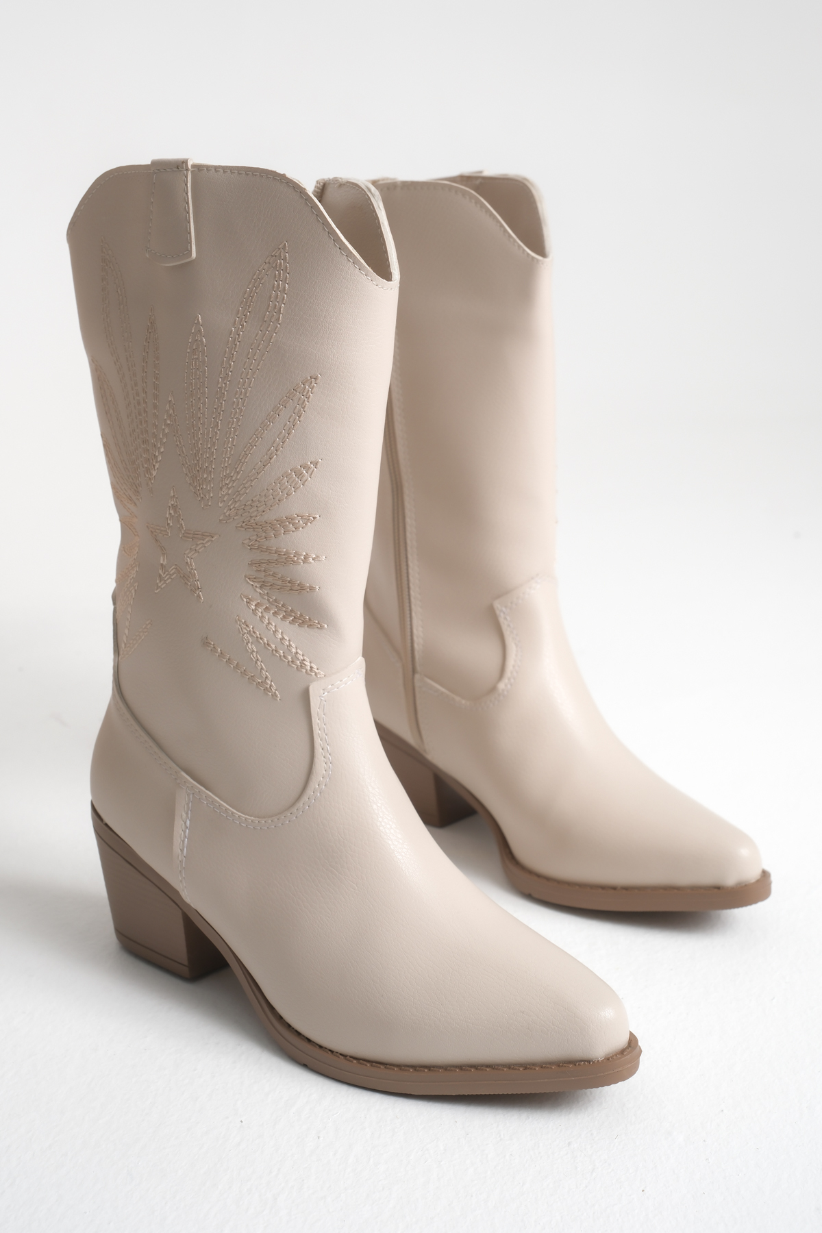 meyra'nın ayakkabıları  Kadın Ten Cilt Uzun Kovboy Çizme