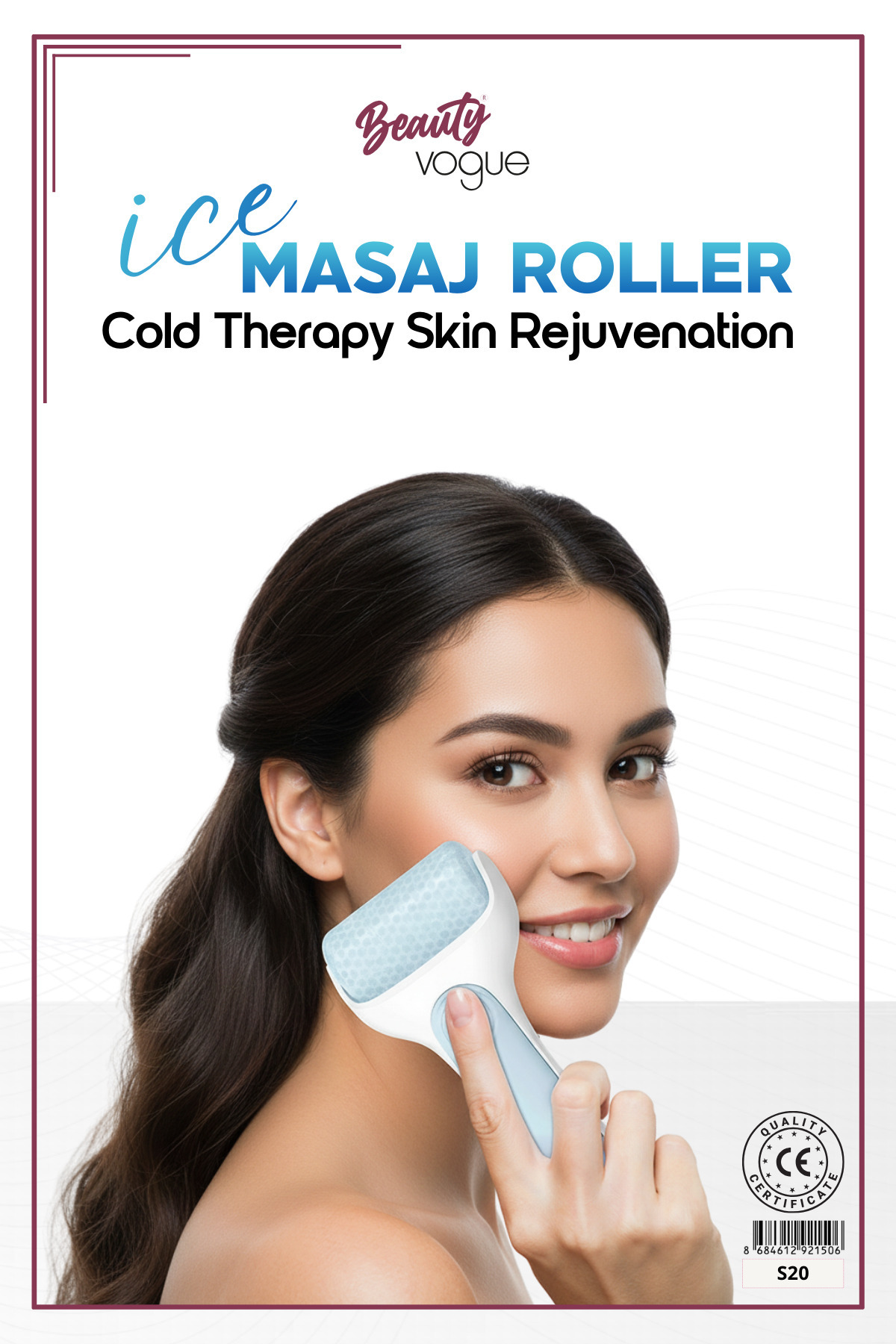 Beauty Vogue Cilt Canlandırıcı Buz Masaj Rulosu | Yüz ve Vücut İçin Soğuk Terapi Aleti - Dermaroller - Dermapen — سفید S20-2