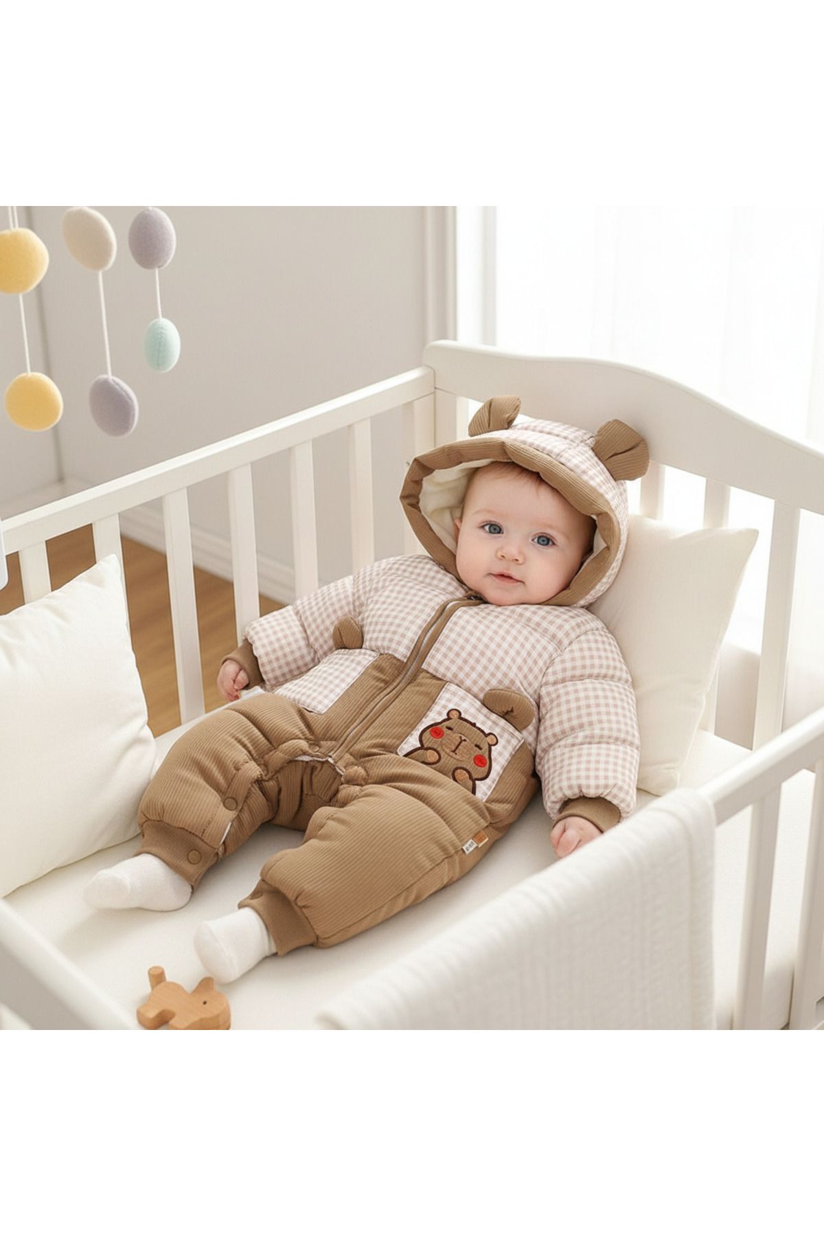 melisam.msg Kız Erkek Çocuk İçi Polar Kalın Sevimli Ayıcık Tulum Mont fotoğrafı 4 (önizleme)