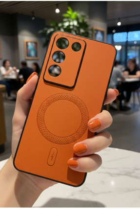 TechTrove Vivo V30 Lite Uyumlu MagSafe Destekli Lüks Deri Görünümlü Kamera Ko...