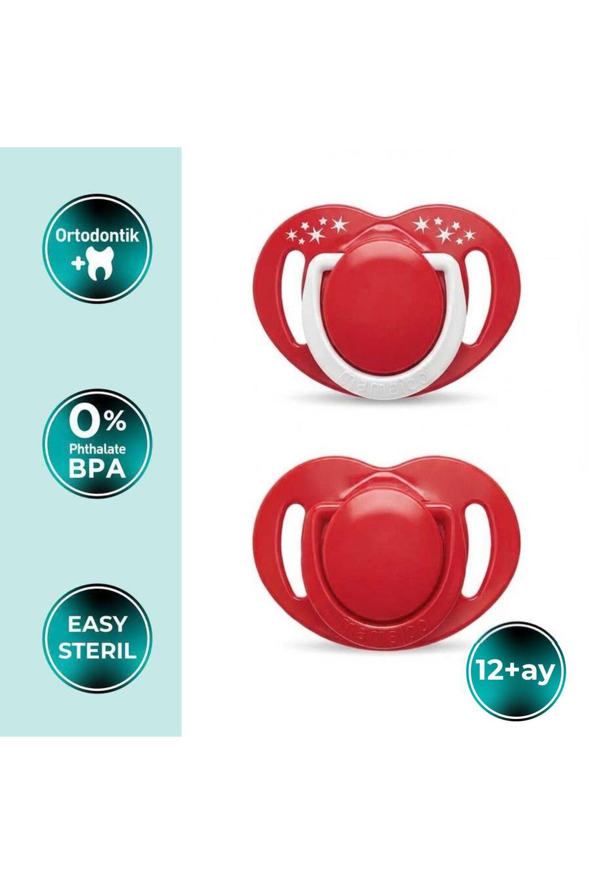 Mamajoo Kulplu Antikolik Alıştırma Biberonu 160 Ml & Ortodontik Emzik Seti | Kırmızı & Beyaz, 12 Ay fotoğrafı 3 (önizleme)
