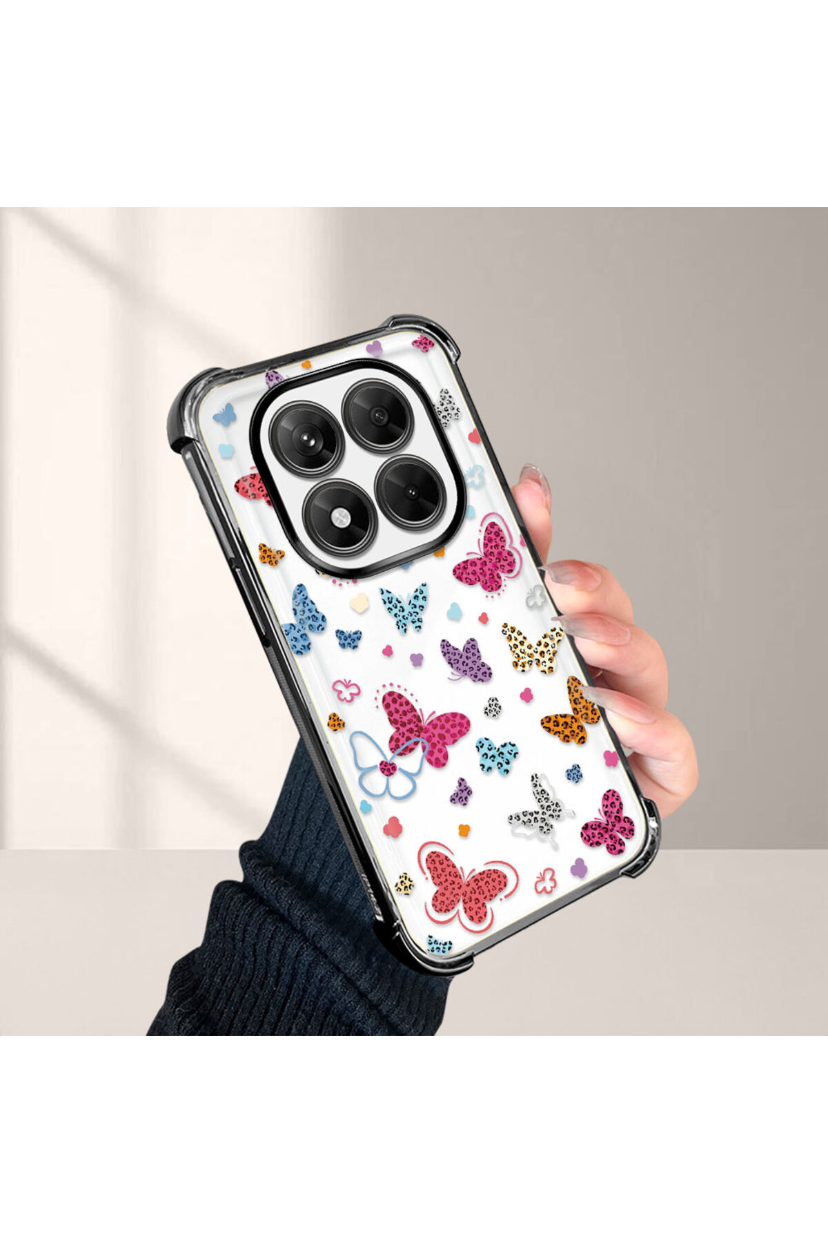Xiaomi Redmi Note 14 Pro 4G Compatible Transparent Silicone Surge Protective Case Butterfly patterns