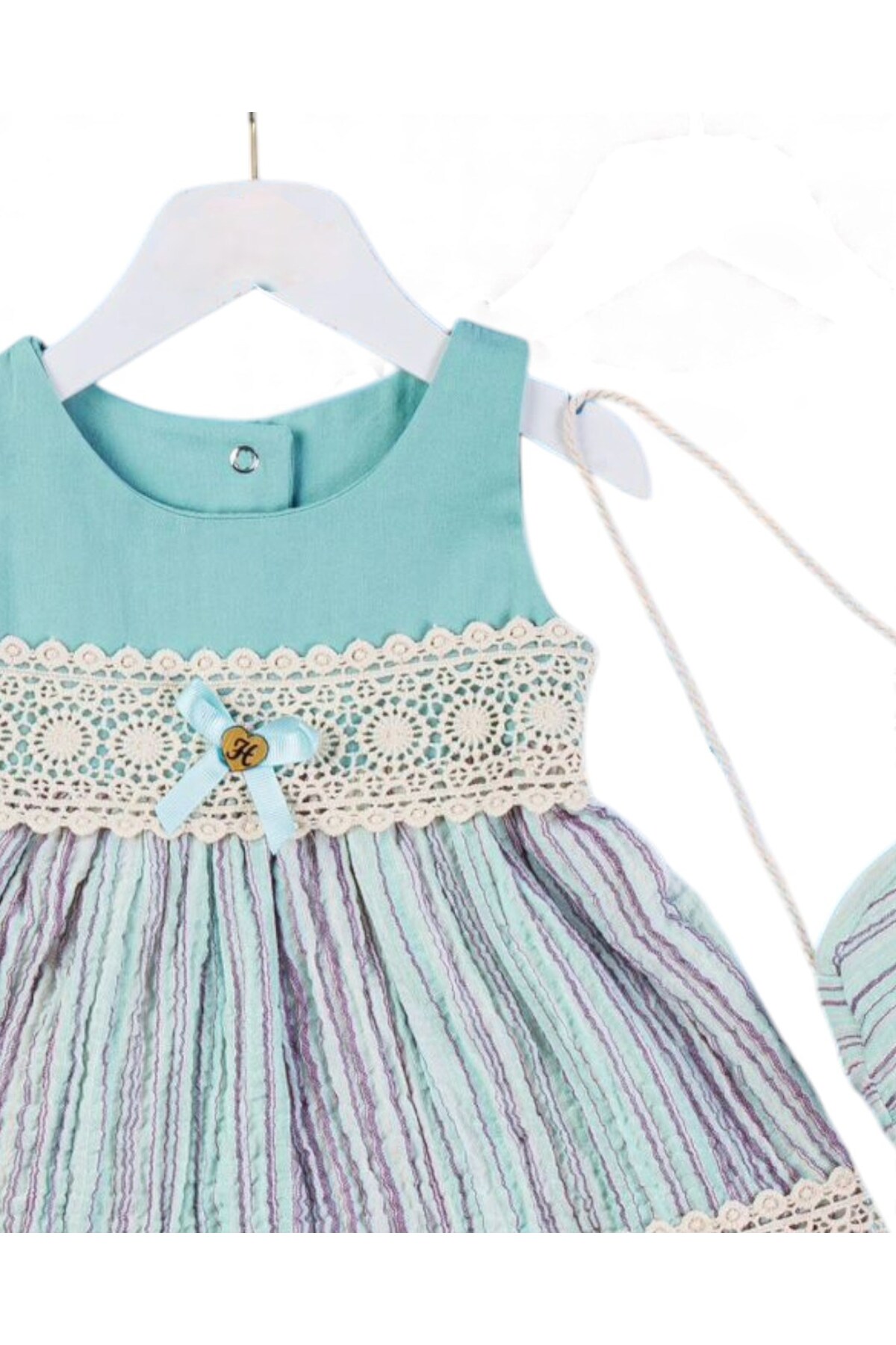 Ege Bebek Kız Bebek 1-2-3 Yaş Dantel Detaylı, Çantalı Yazlık Müslin Elbise R2416 fotoğrafı 4 (önizleme)