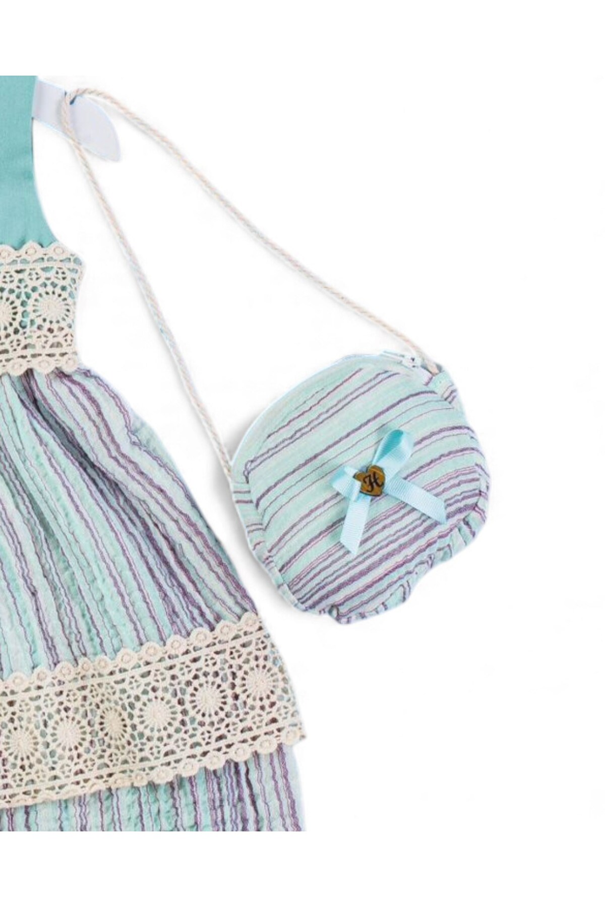 Ege Bebek Kız Bebek 1-2-3 Yaş Dantel Detaylı, Çantalı Yazlık Müslin Elbise R2416 fotoğrafı 5 (önizleme)