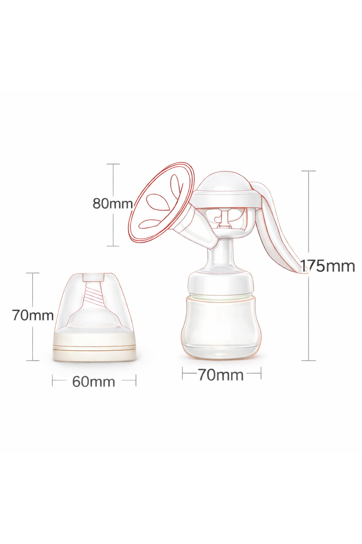 MorPort Manuel Göğüs Pompası I Manuel Süt Pompası I Süt Sağma Makinası I Kademeli(Bütün Göğüs'lere Uyumlu ) fotoğrafı 6 (önizleme)