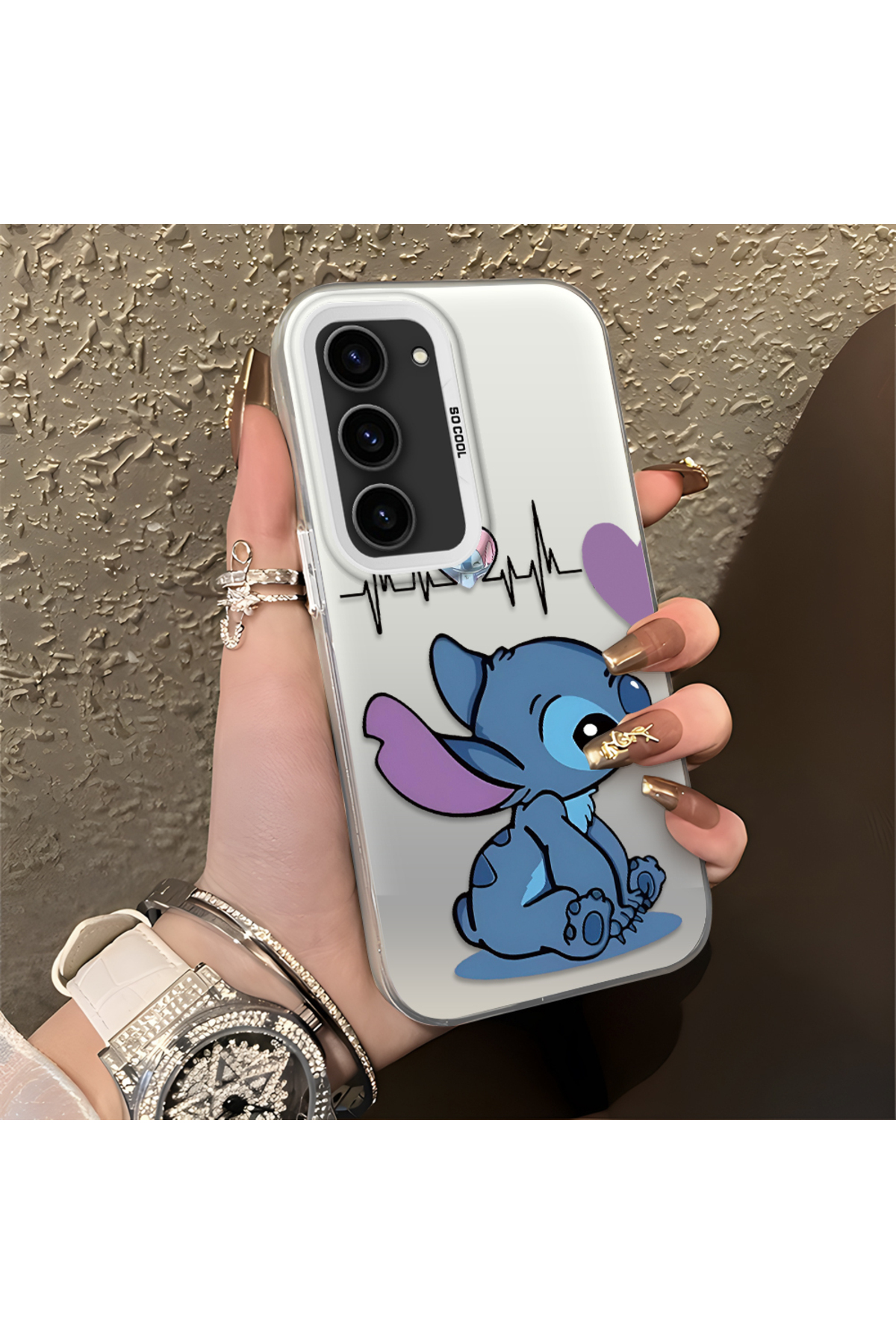 Samsung Galaxy S23 Compatible Silicone Edge Hard Rear Anti Fall Case with Stitch Pattern