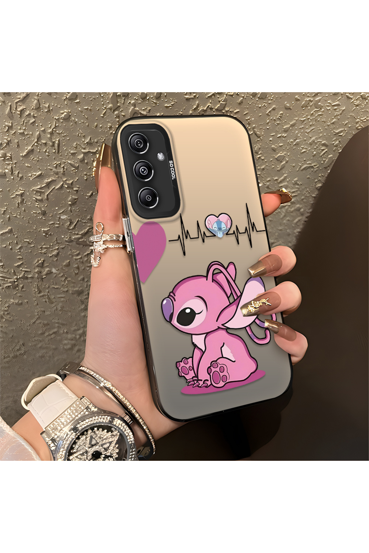 Samsung Galaxy A24 Compatible Silicone Edge Hard Rear Anti Fall Case with Stitch Pattern