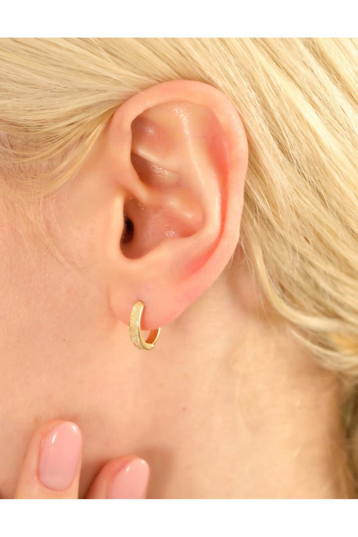 YCL JEWELLERY 8 Ayar Altın Simli Halka Küpe