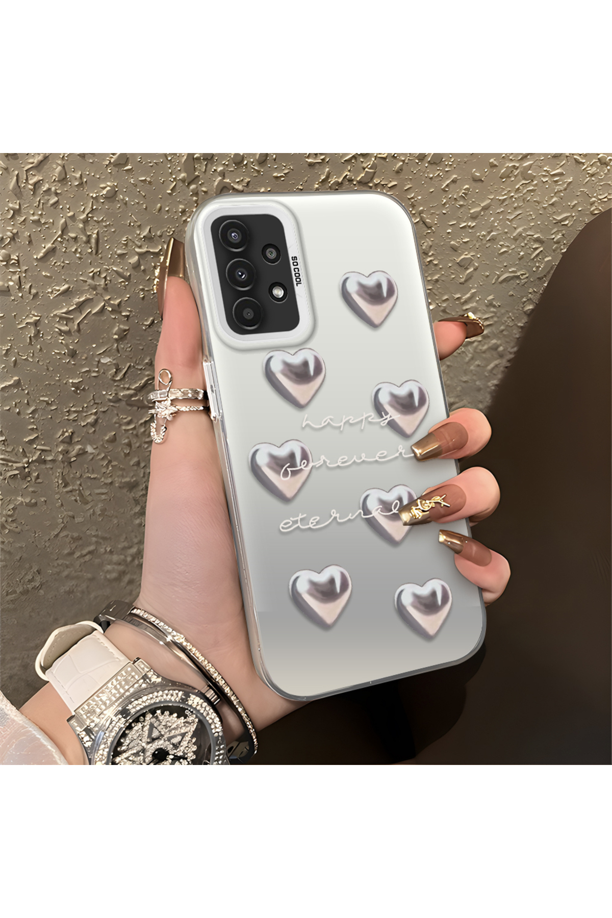 Samsung Galaxy A13 Compatible Silicone Edge Hard Back Anti Fall Pouch Beautiful patterns