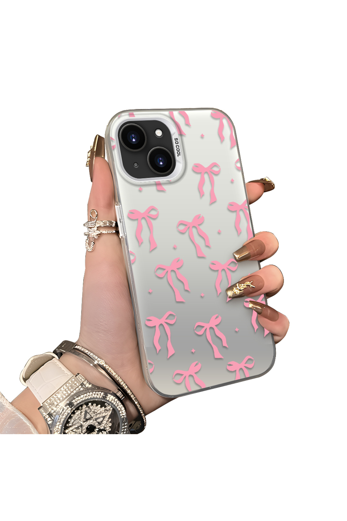 iPhone 13 Compatible Silicone Edge Hard Rear Anti Fall Case Butterfly Tie Patterns