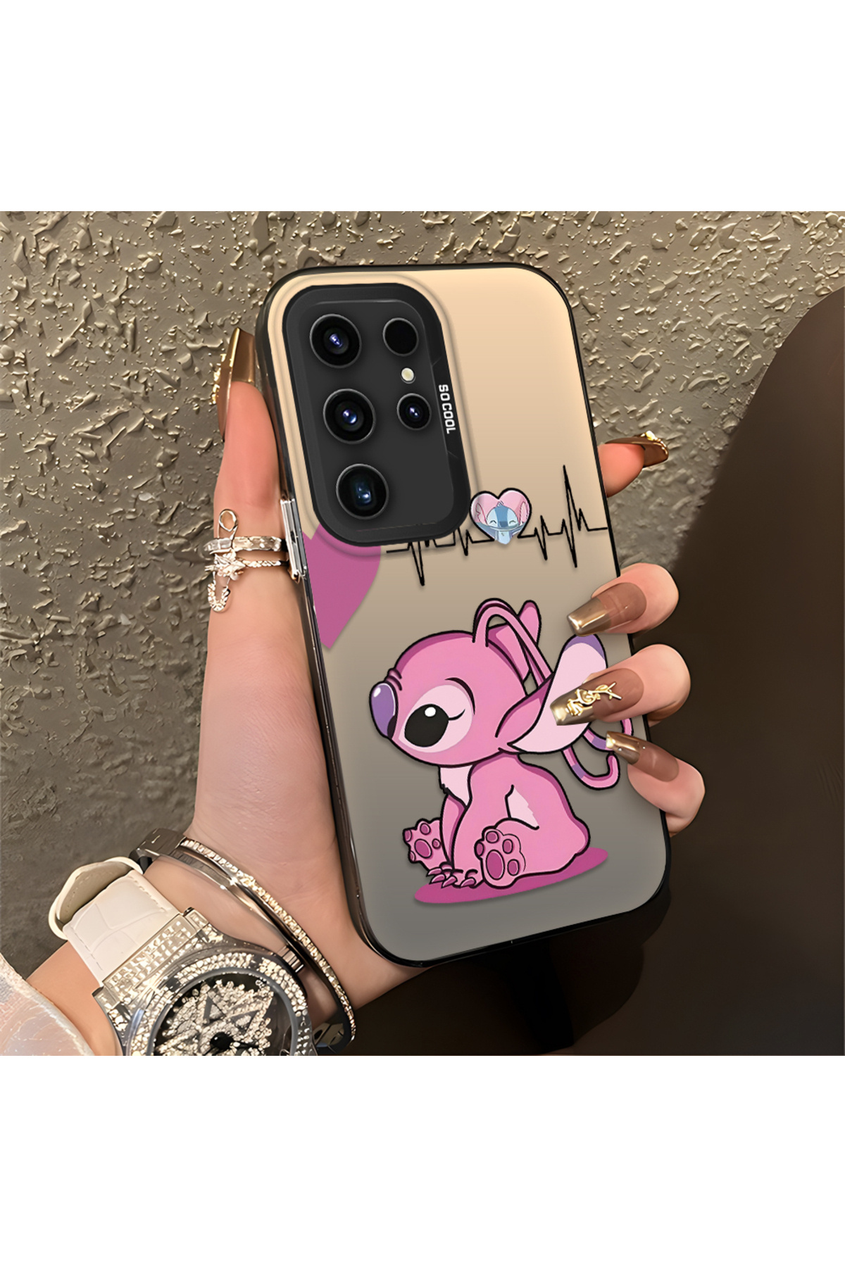 Samsung Galaxy S23 Ultra Compatible Silicone Edge Hard Rear Anti Fall Case with Stitch Pattern