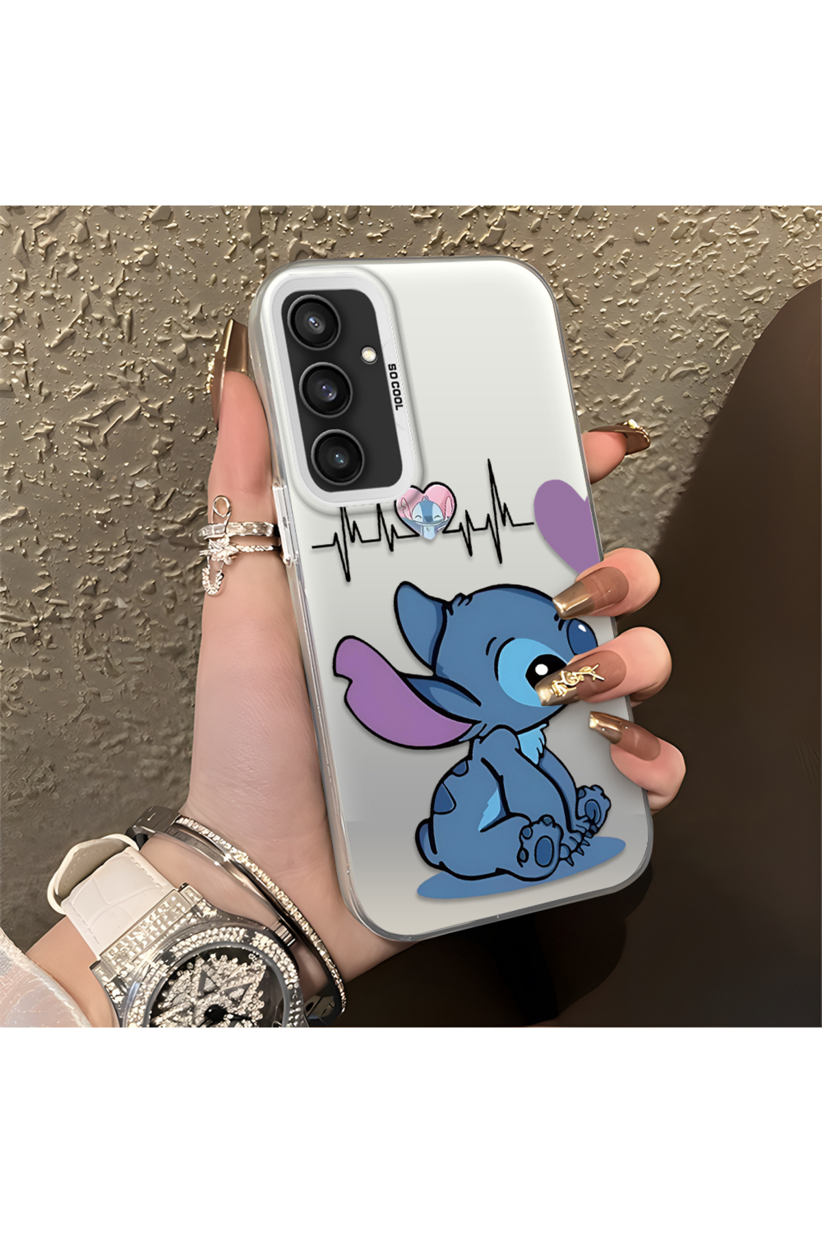 Samsung Galaxy S23 Fe Compatible Silicone Edge Hard Rear Anti Fall Case with Stitch Pattern