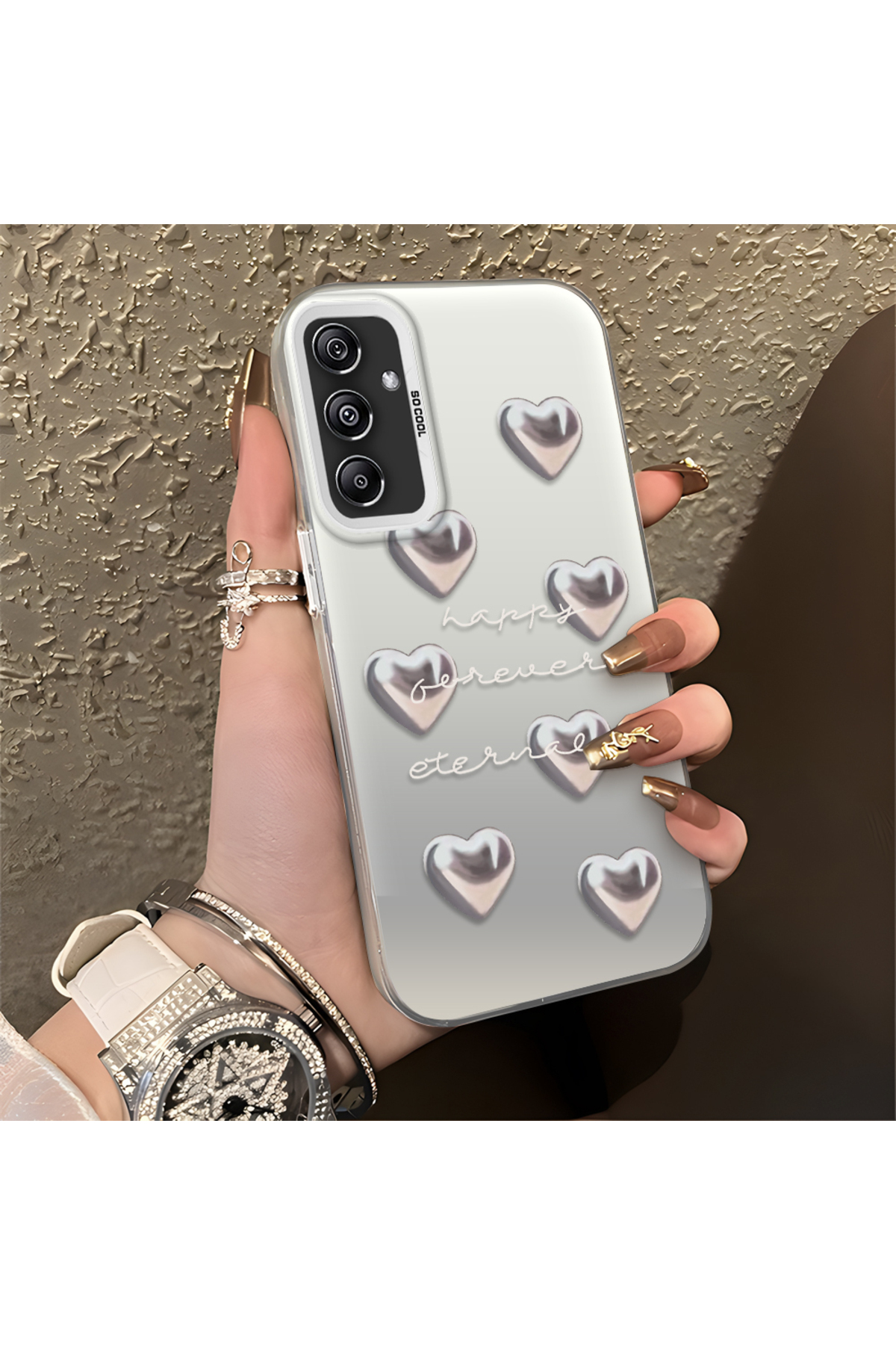 Samsung Galaxy A24 Compatible Silicone Edge Hard Back Anti Fall Pouch Beautiful patterns