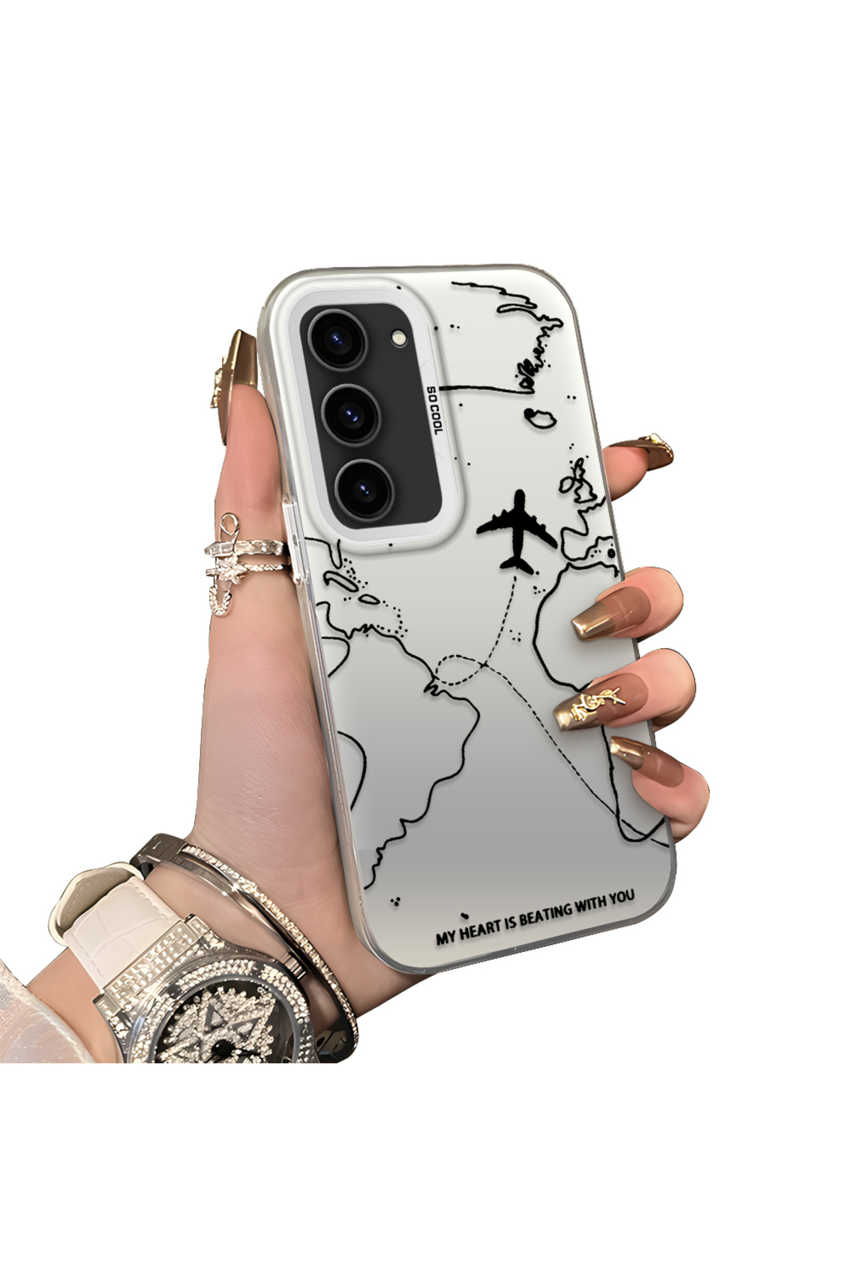 Samsung Galaxy S23 Compatible Silicone Edge Hard Rear Anti Fall Case Aircraft patterns