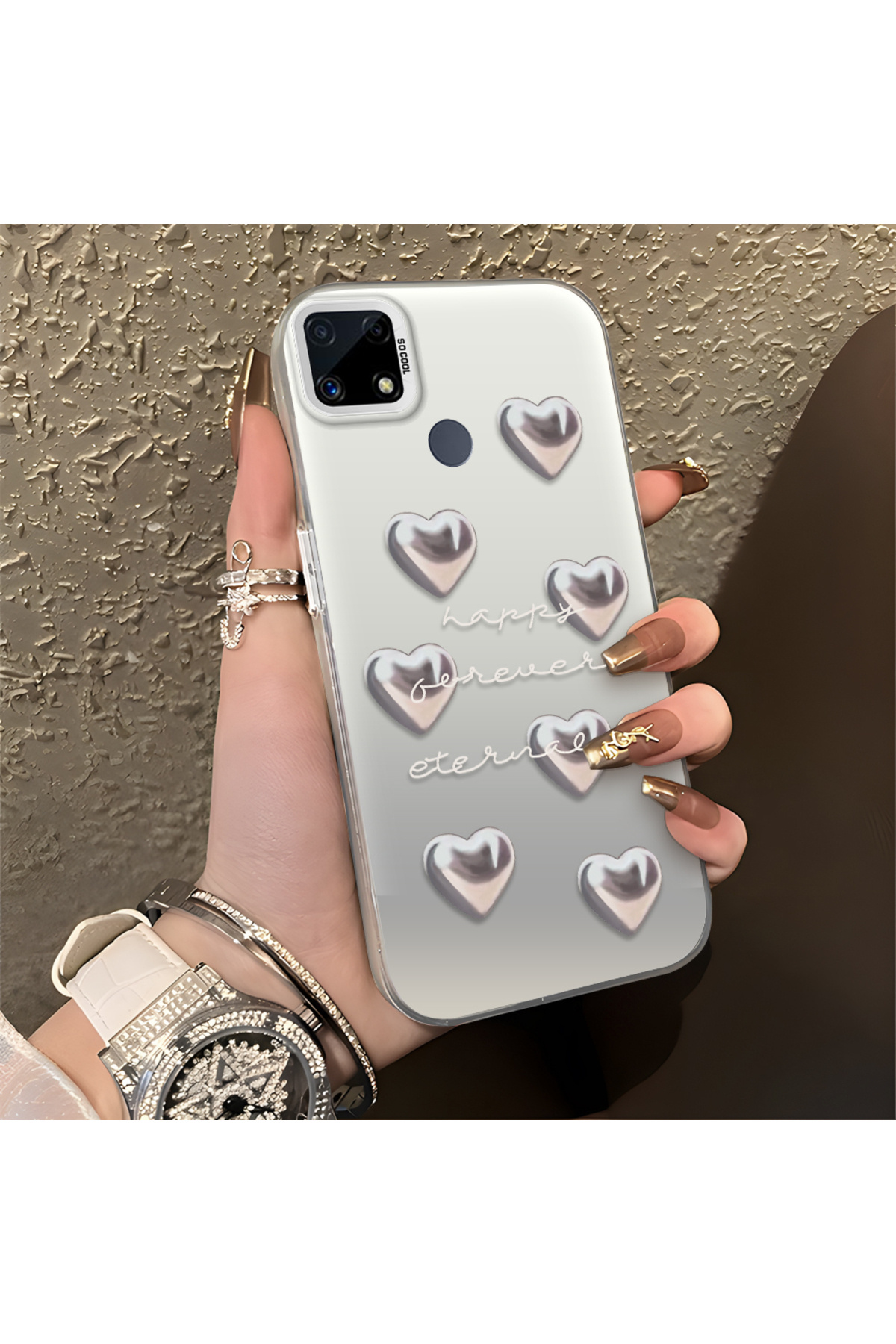 Realme C15 Compatible Silicone Edge Hard Back Anti Fall Pouch Beautiful patterns