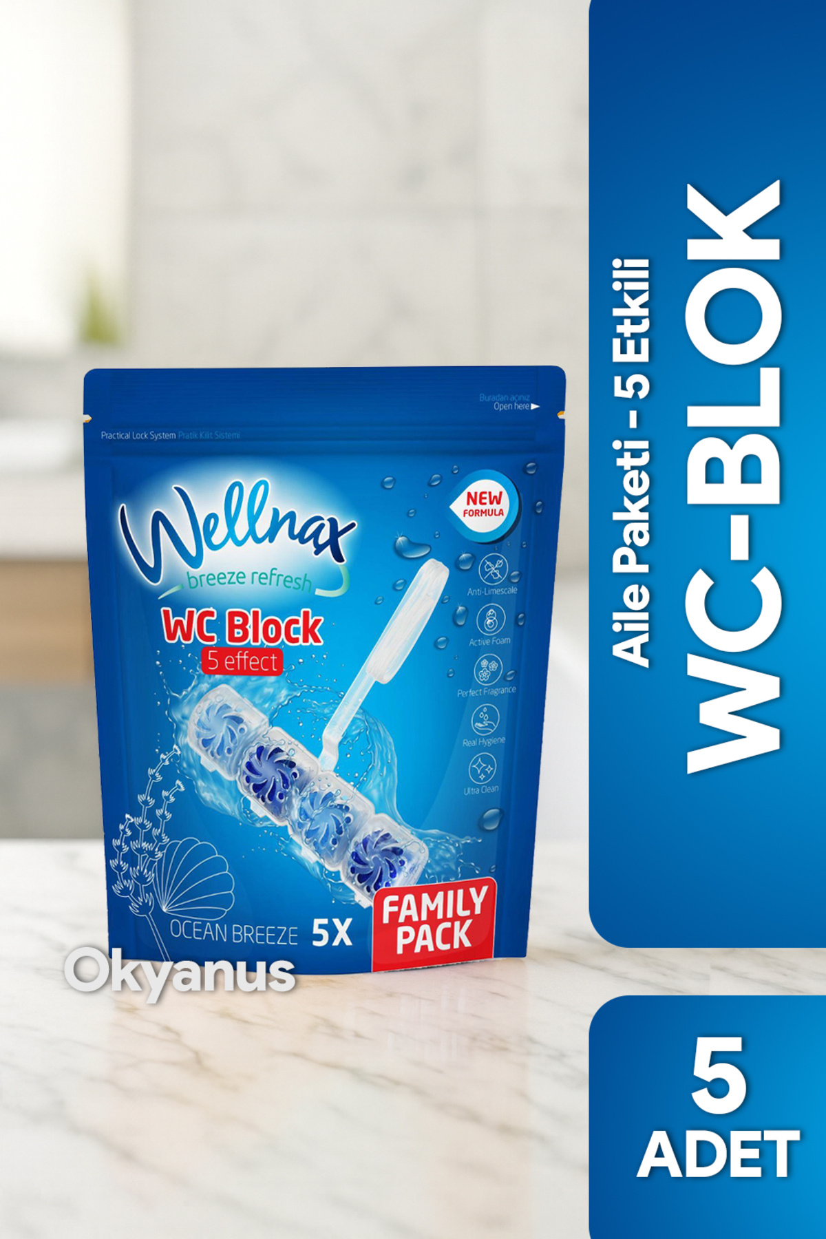 Wellnax breeze refresh ( 5'li Paket ) WC Blok Okyanus – Yoğun