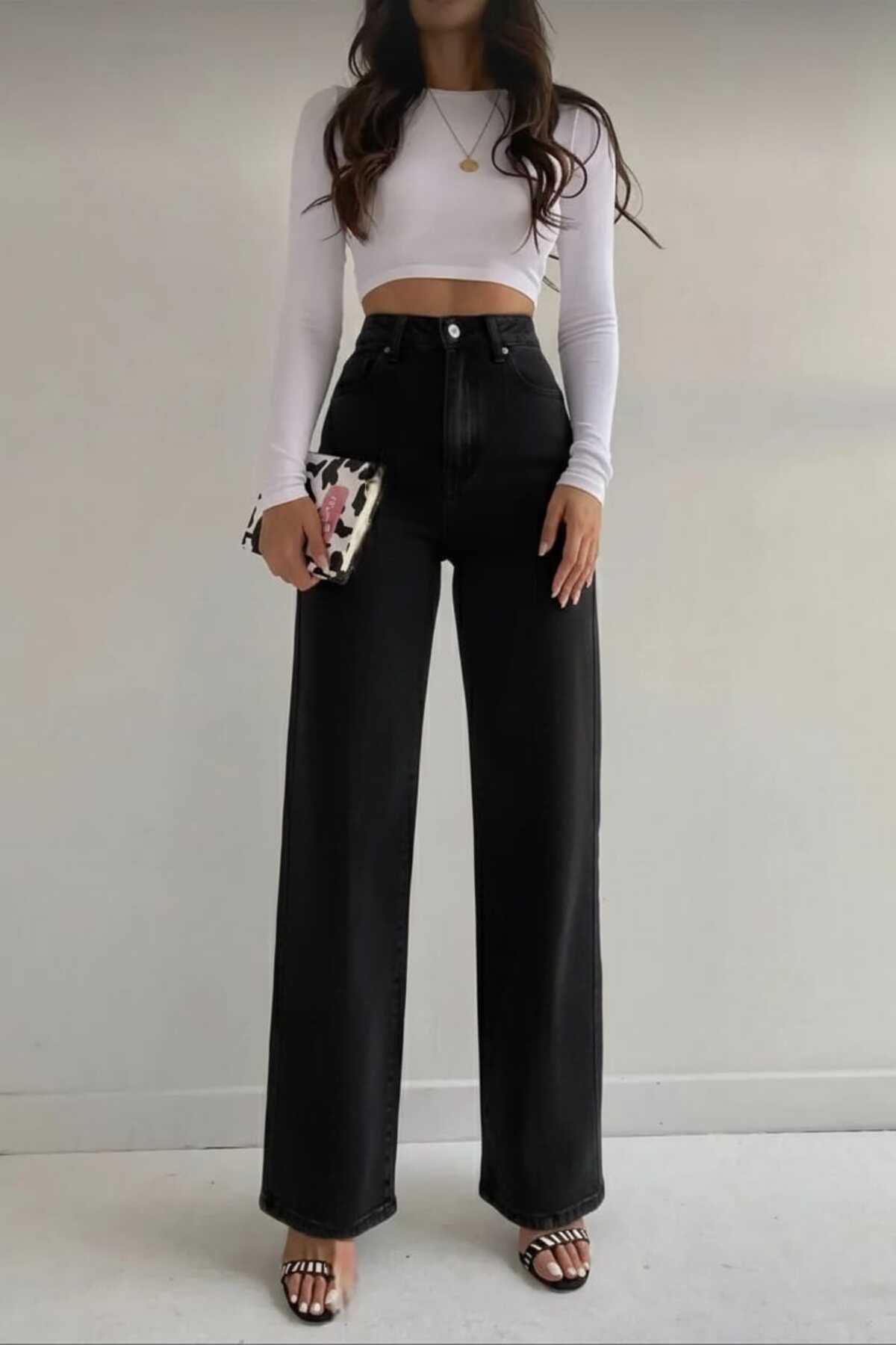 NWC Victorine Γυναικείο Μαύρο Τζιν Παντελόνι με Σούπερ Ψηλόμεσο Σχέδιο ελαστι...