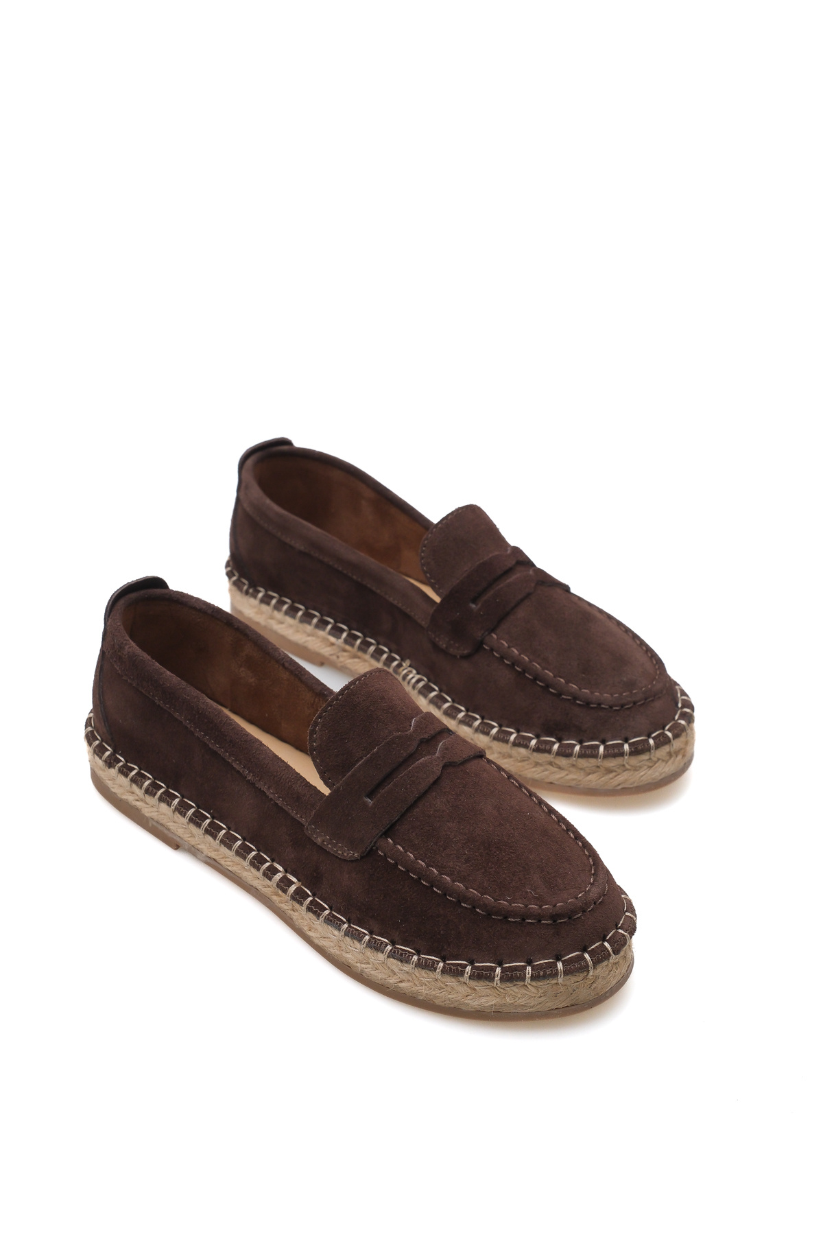 STARK SHOES Kadın Hakiki Deri Süet Hasır Taban Espadril