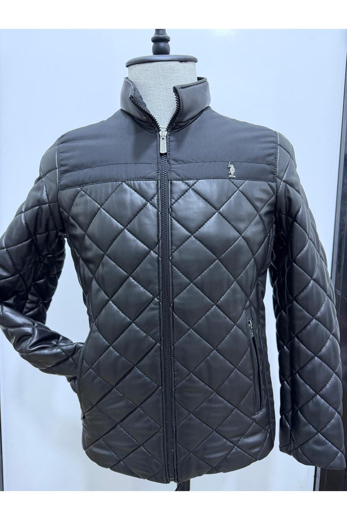 یو اس پولو کاپشن ورزشی مردانه یو اس پولو، چرم مصنوعی، P22014، مشکی