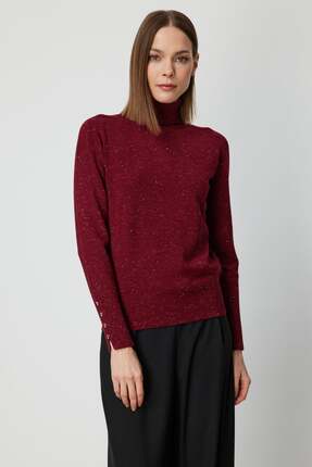 ON Balıkçı Yaka Işıltılı Triko Kazak