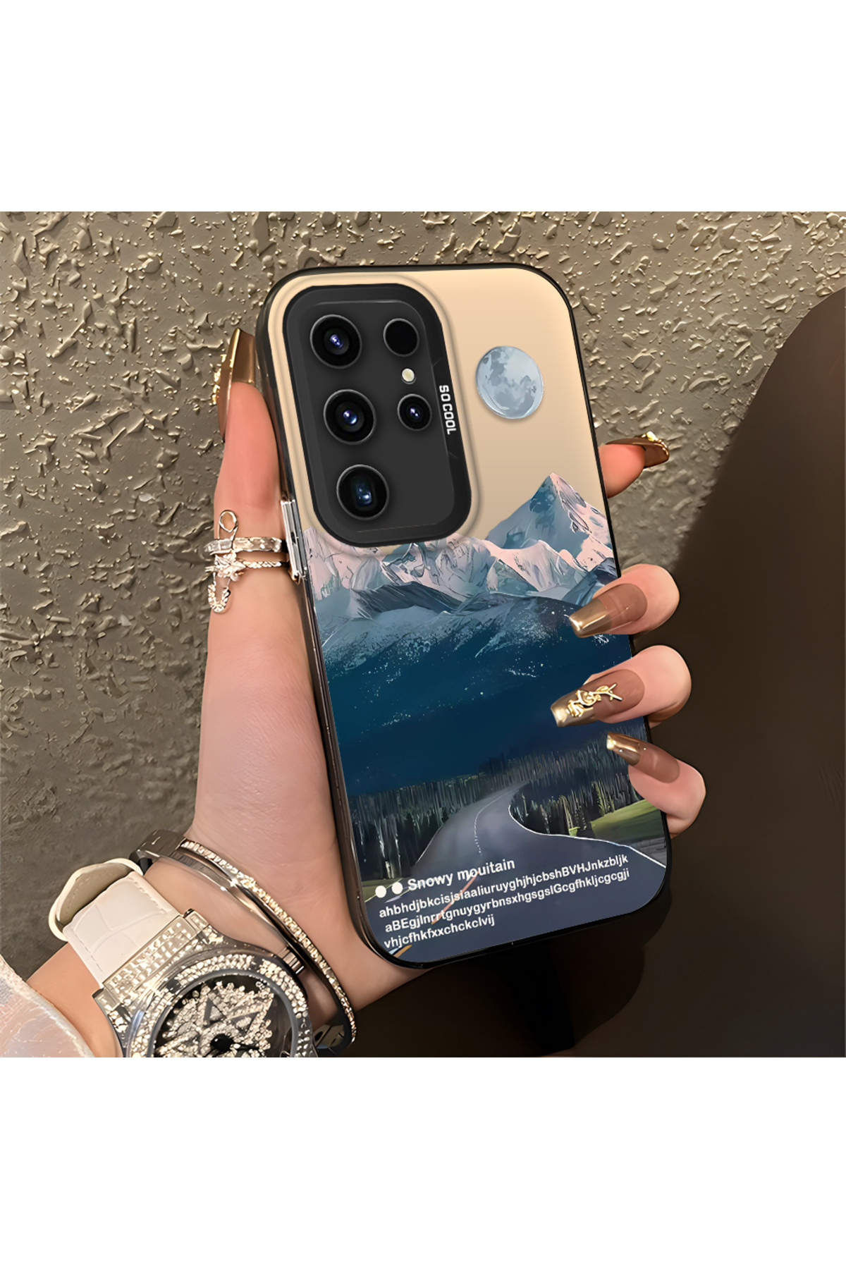 Samsung Galaxy S23 Ultra Compatible Silicone Edge Hard Rear Anti Fall Case Mountain top patterns
