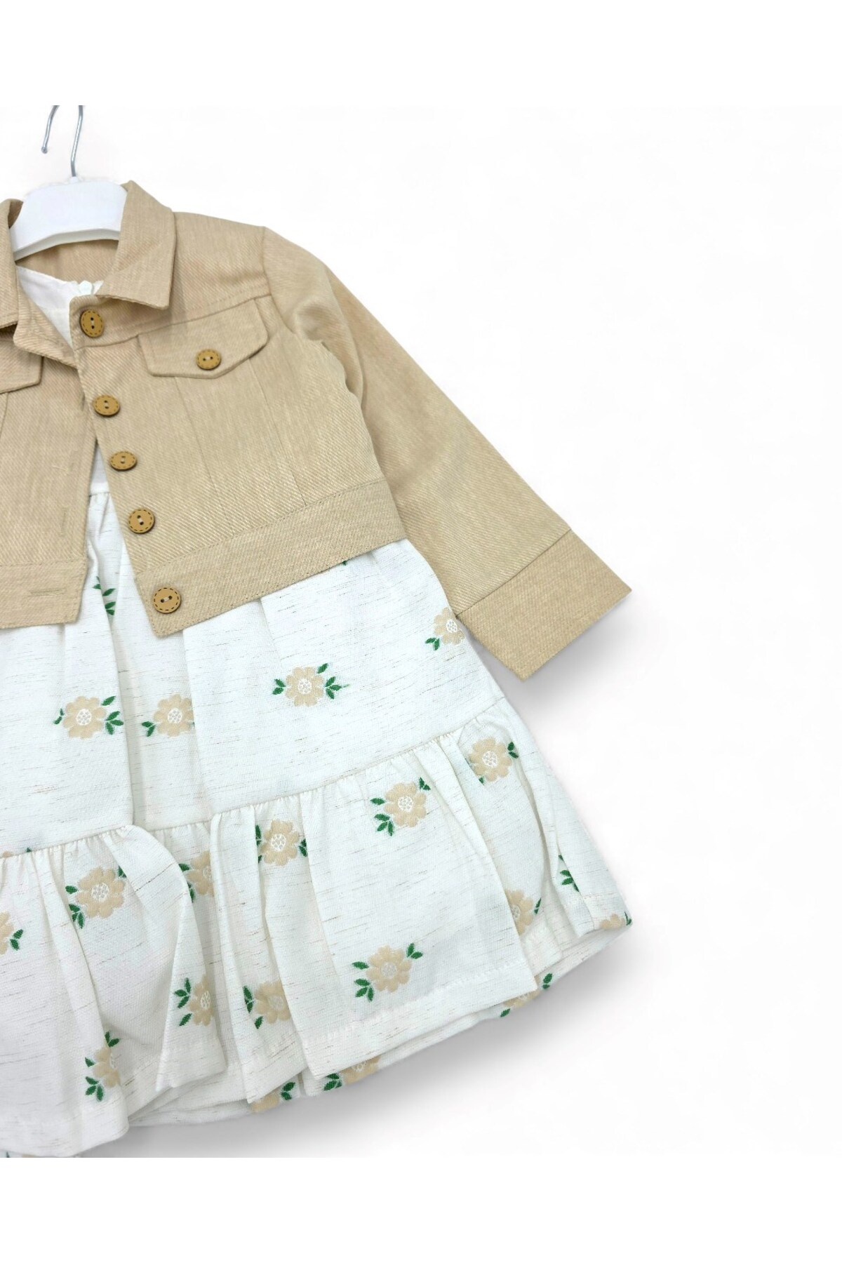 Ege Bebek Kız Çocuk Keten Bolerolu Askılı Çiçekli Elbise, 2-10 Yaş Çiçekli Bayramlık Elbise fotoğrafı 4 (önizleme)