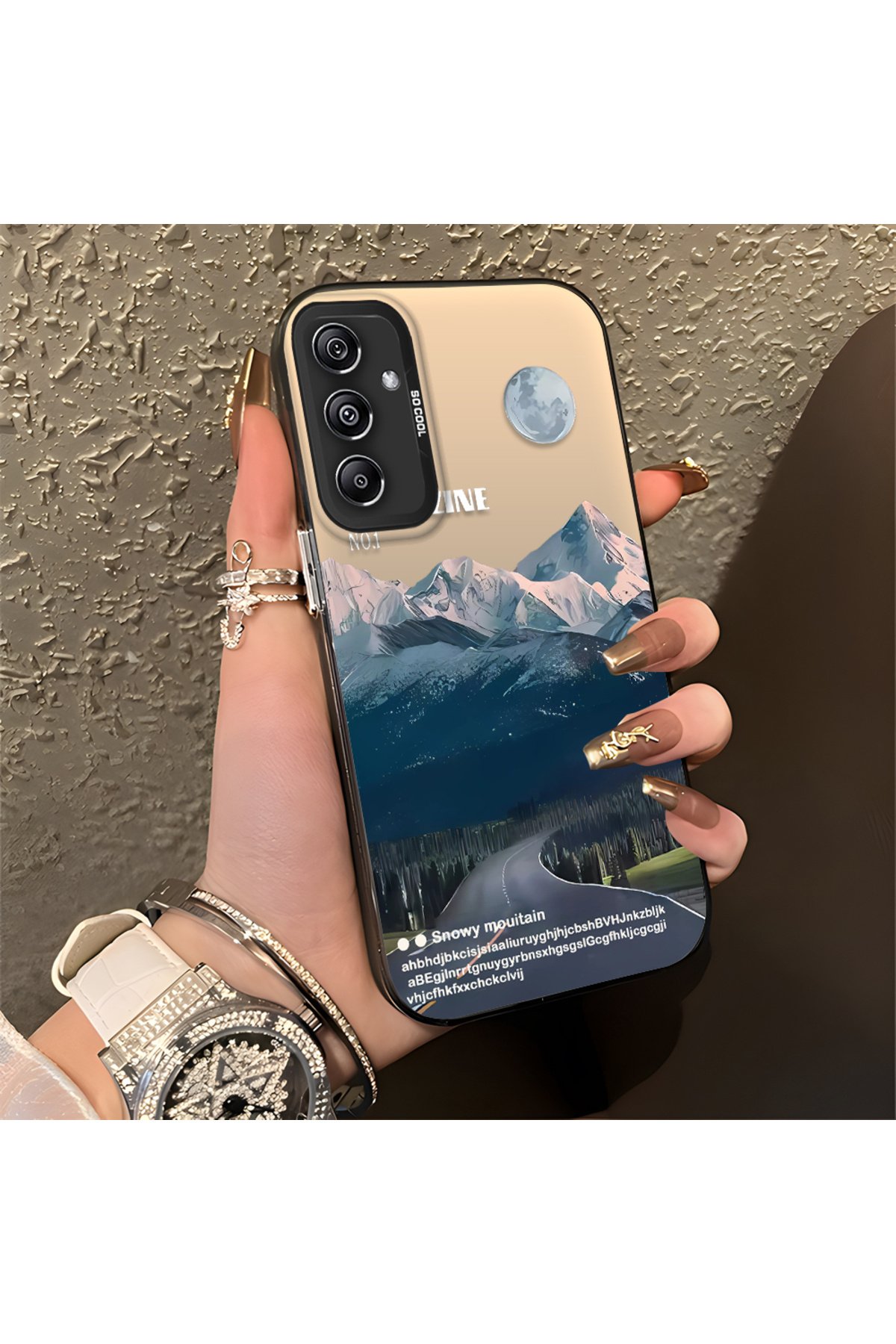 Samsung Galaxy A24 Compatible Silicone Edge Hard Rear Anti Fall Case Mountain top patterns