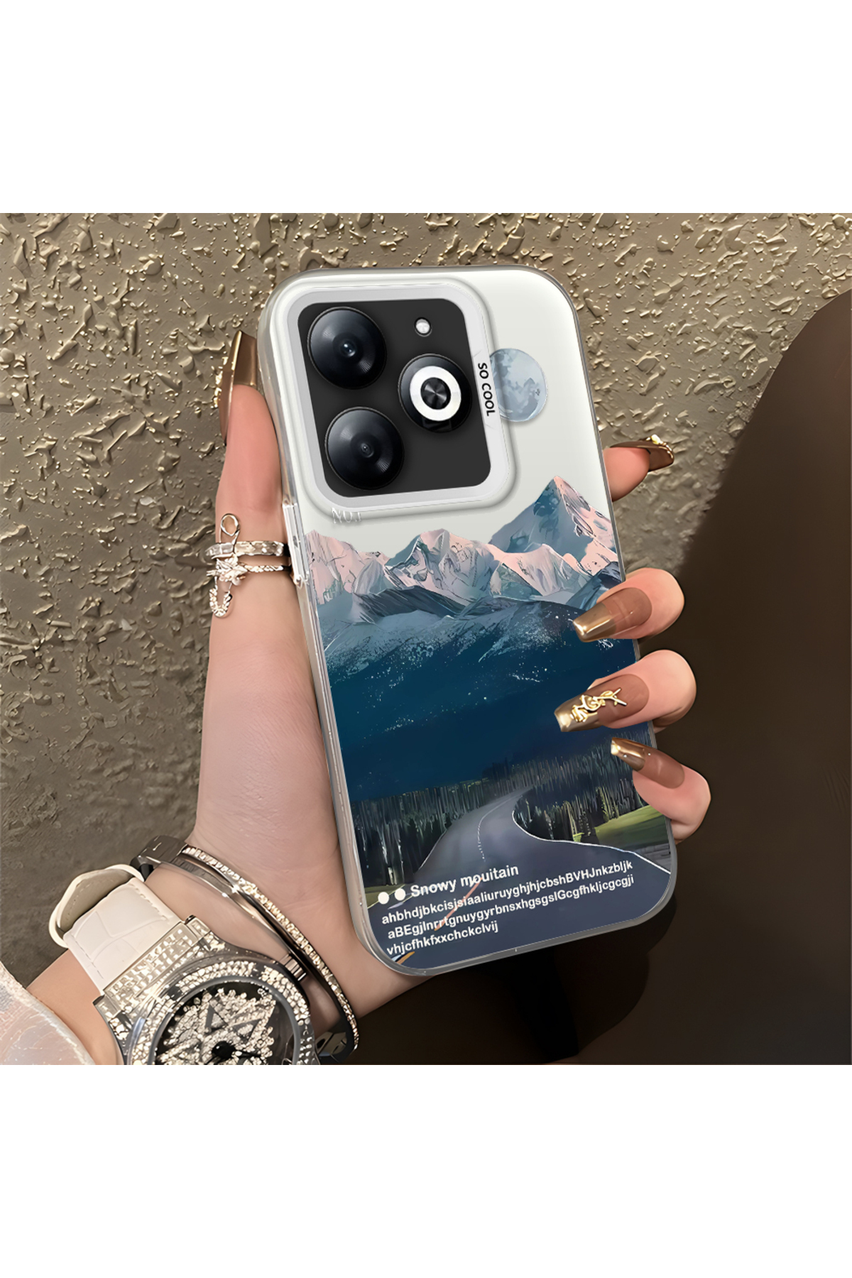 Tecno Spark 20 Compatible Silicone Edge Hard Rear Anti Fall Case Mountain top patterns