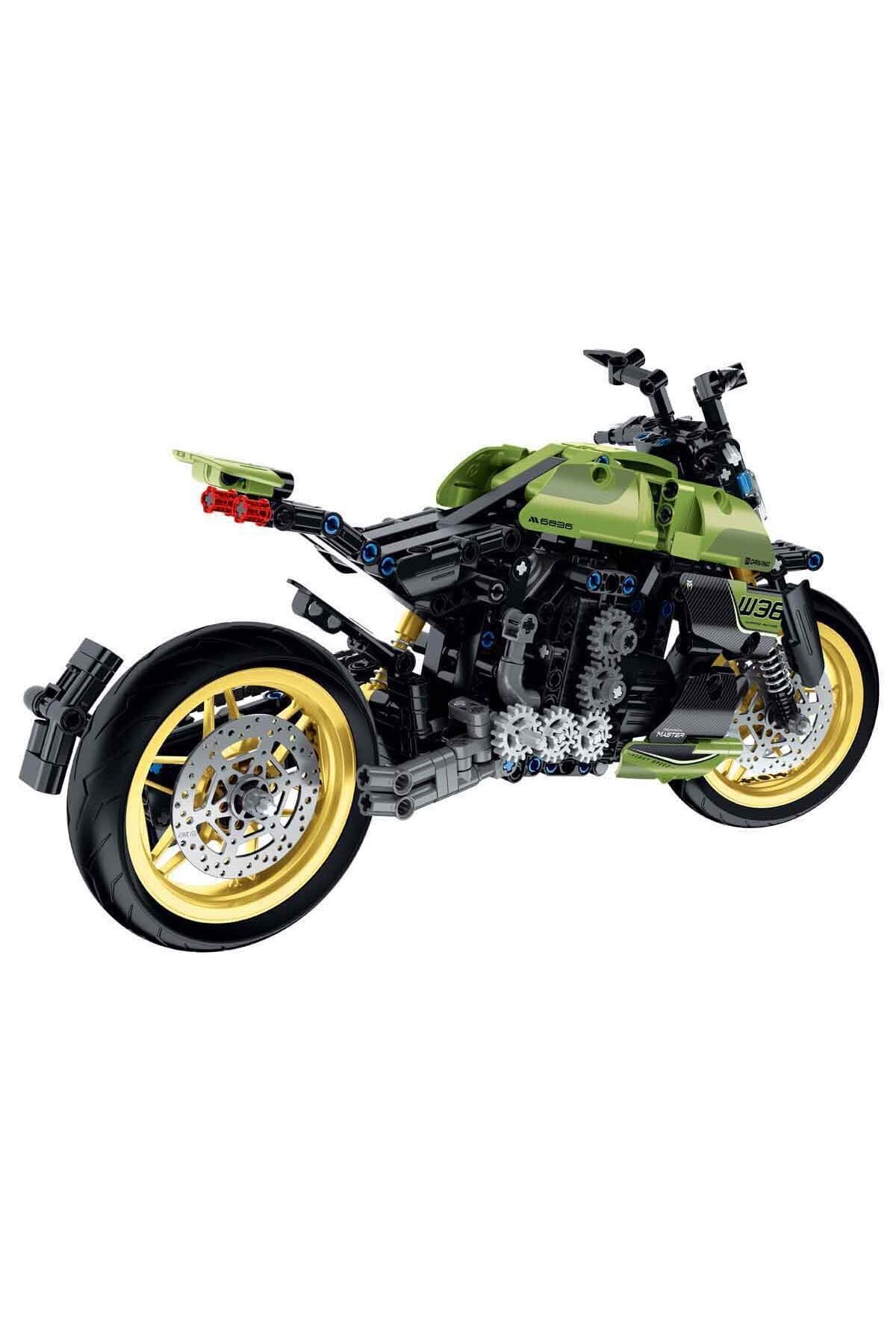 مجموعه مونتاژ موتورسیکلت Im. Master Green – مدل فنی ۵۷۲ قطعه‌ای با کمک‌فنرهای عملکردی