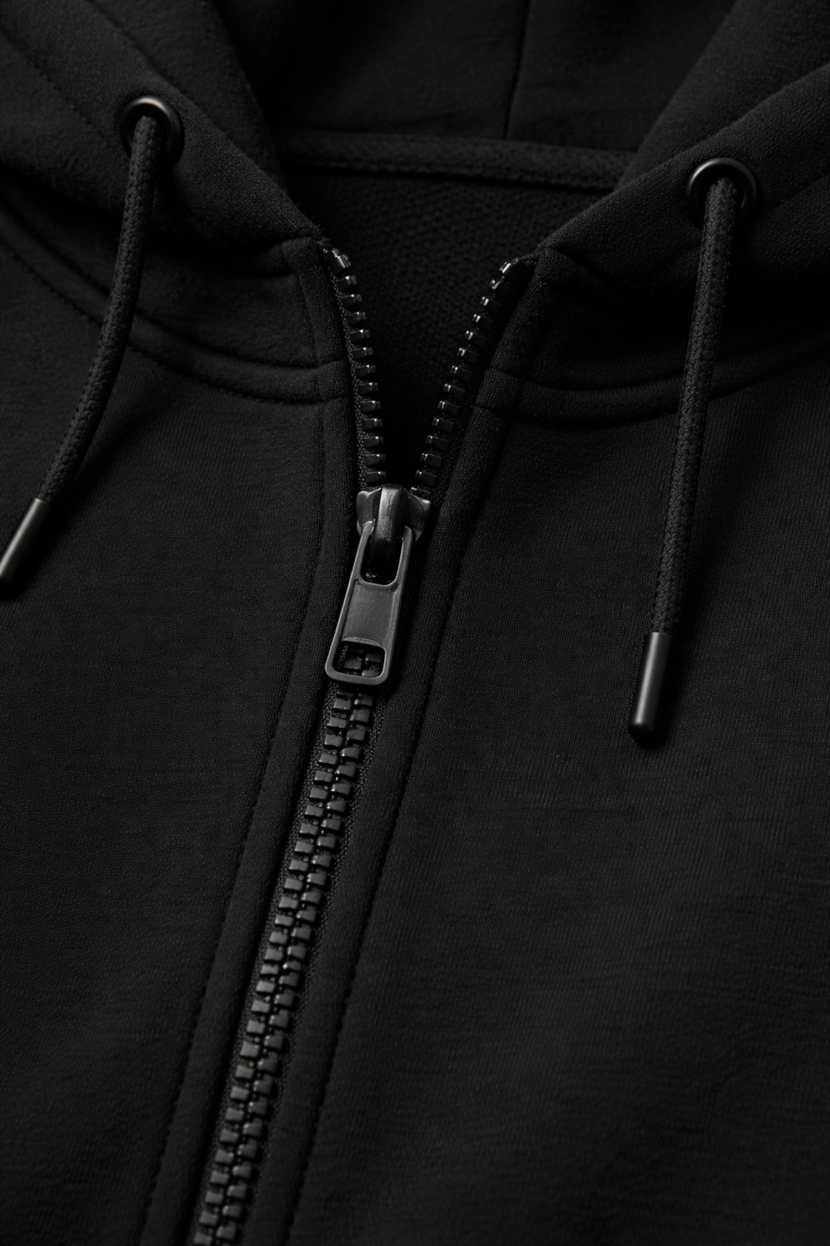 MODA  Relax Fit Rahat Kesim Fermuarlı Çift Cep Kapüşonlu Siyah Ceket - Görsel 5