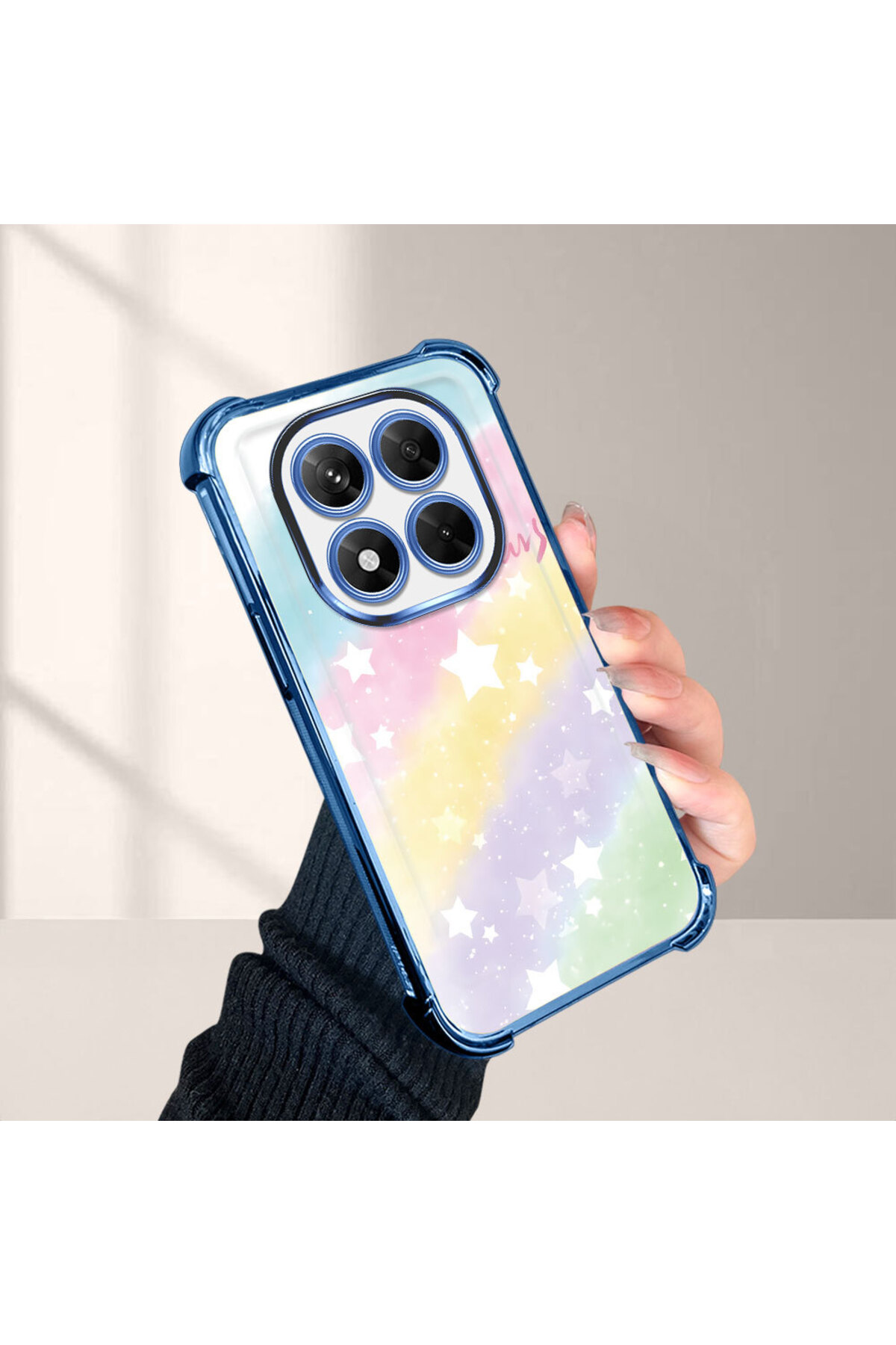 Xiaomi Redmi Note 14 Pro 4G Compatible Clear Silicone Surge Protective Case Rainbow patterns