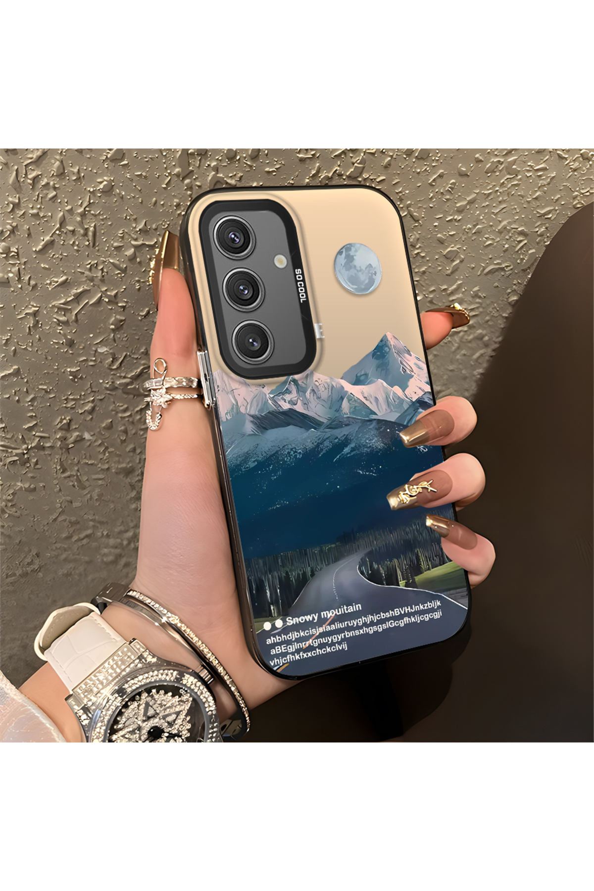 Samsung Galaxy S24 Compatible Silicone Edge Hard Rear Anti Fall Case Mountain top patterns