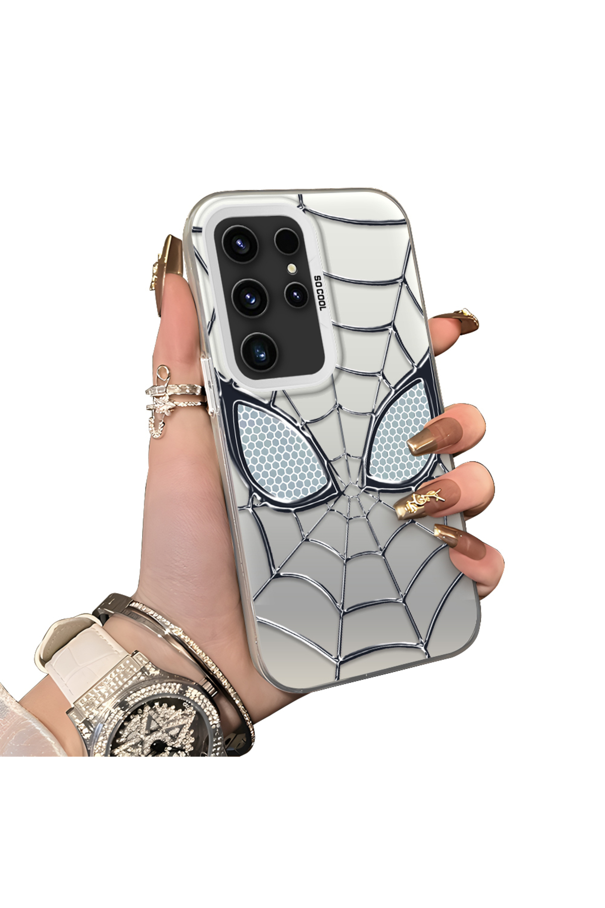 Samsung Galaxy S23 Ultra Compatible Silicone Edge Hard Rear Anti Fall Case Spiderman patterns