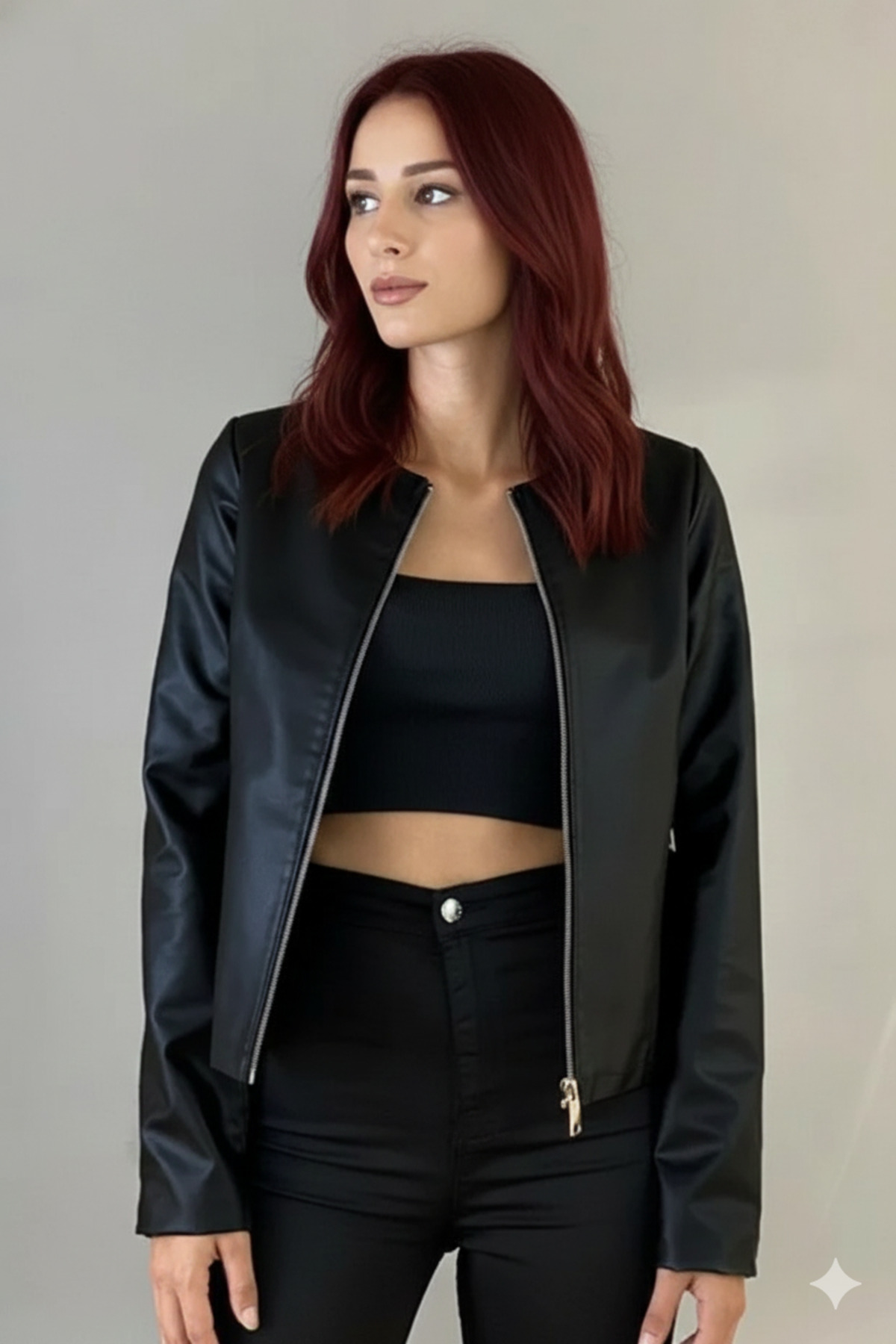 Orions Collection  Yeni Sezon Düz Deri Ceket - Görsel 2