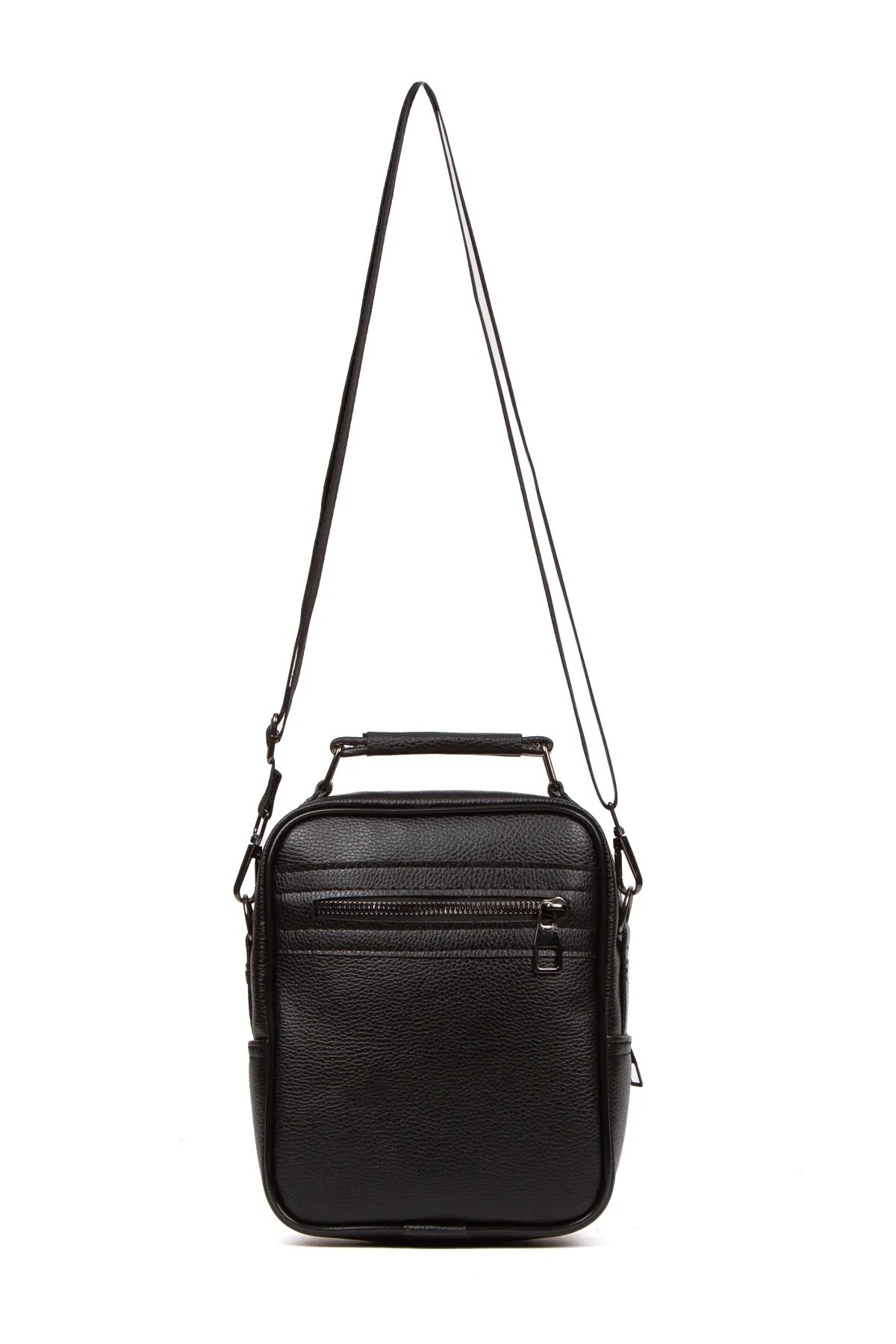 Newish Erkek Siyah Vegan Deri Ayarlanabilir Çapraz Askılı El Ve Omuz Çantası Günlük görsel 3