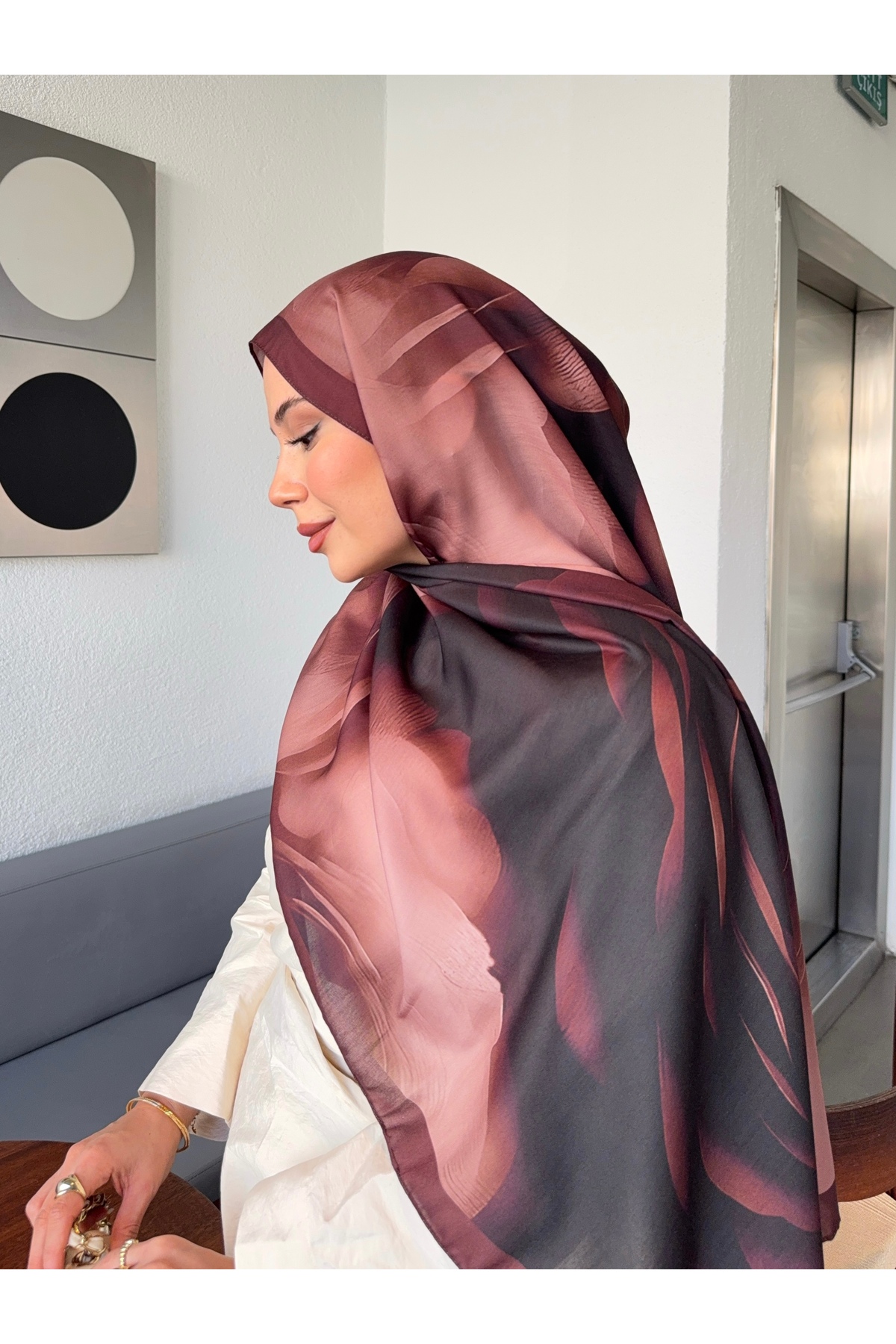 Mira İpek  Desenli Pamuk Soft Şal Marline Serisi ps197 - Görsel 5