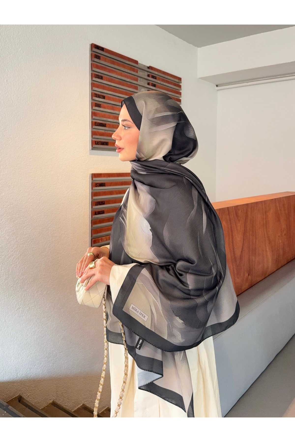 Mira İpek  Desenli Pamuk Soft Şal Marline Serisi ps193 - Görsel 3