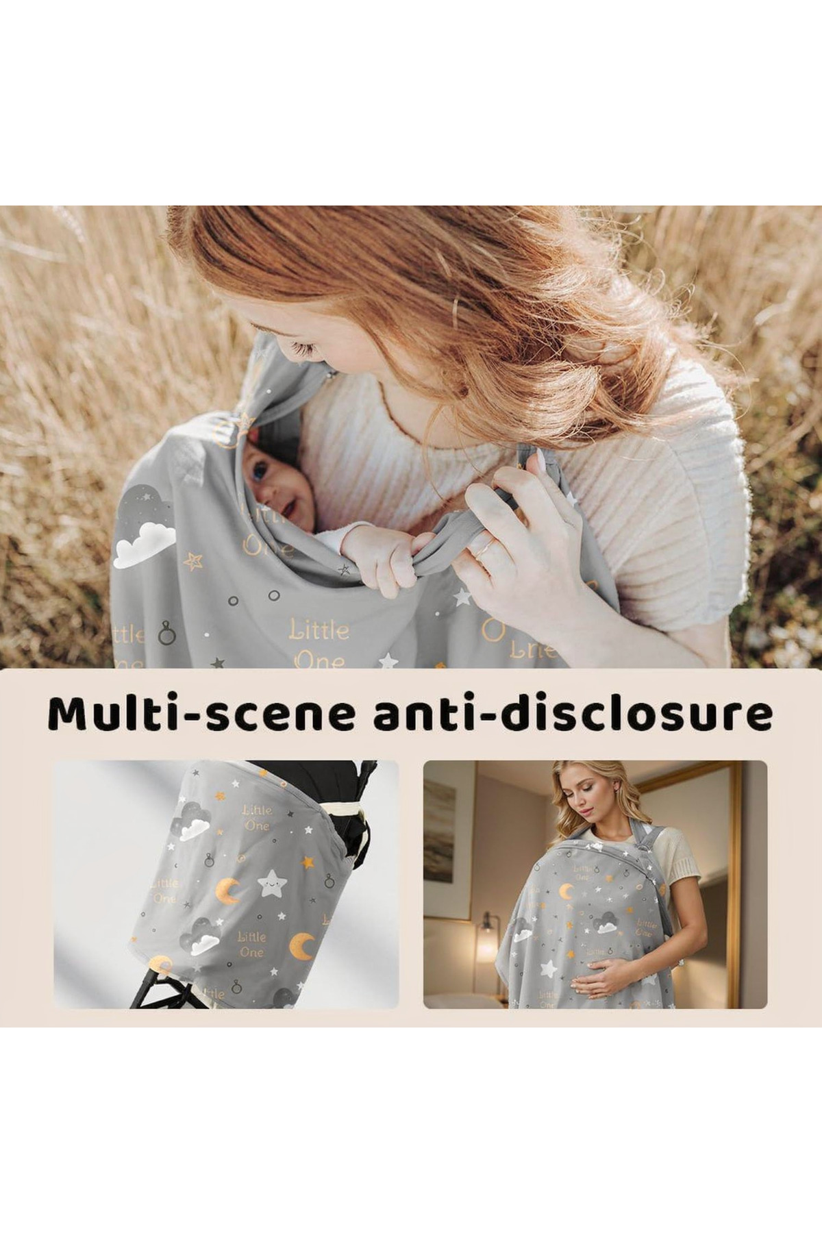 HALZEY BALENLİ Emzirme Örtüsü, Puset Örtüsü, 80x100 Cm Emzirme Önlüğü fotoğrafı 2 (önizleme)