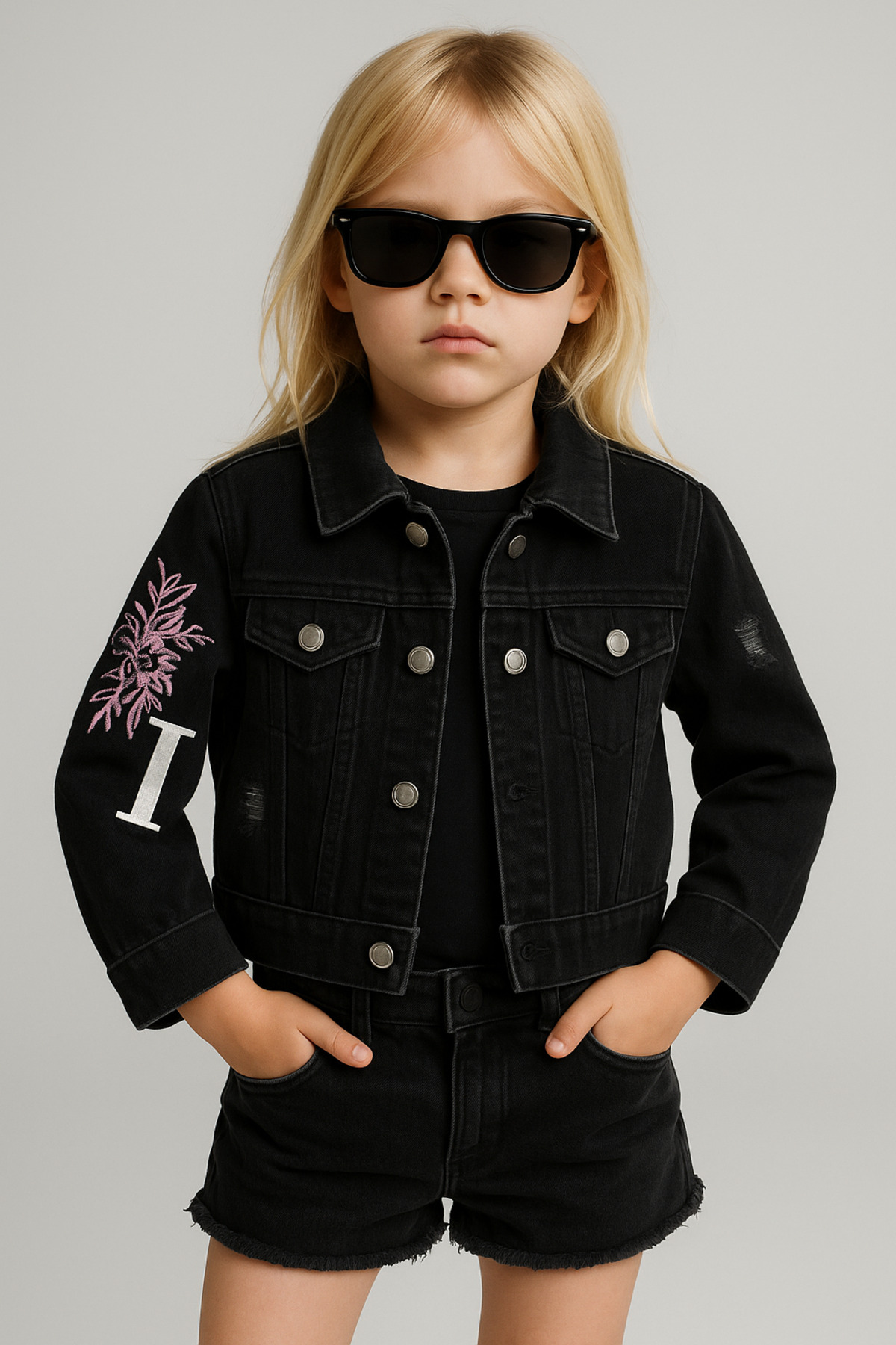 mini kanka  Kız Çocuk Mini Rebel 3-12 Yaş Trend Şık Kot Ceket Bel Manşetli Denim Ceket