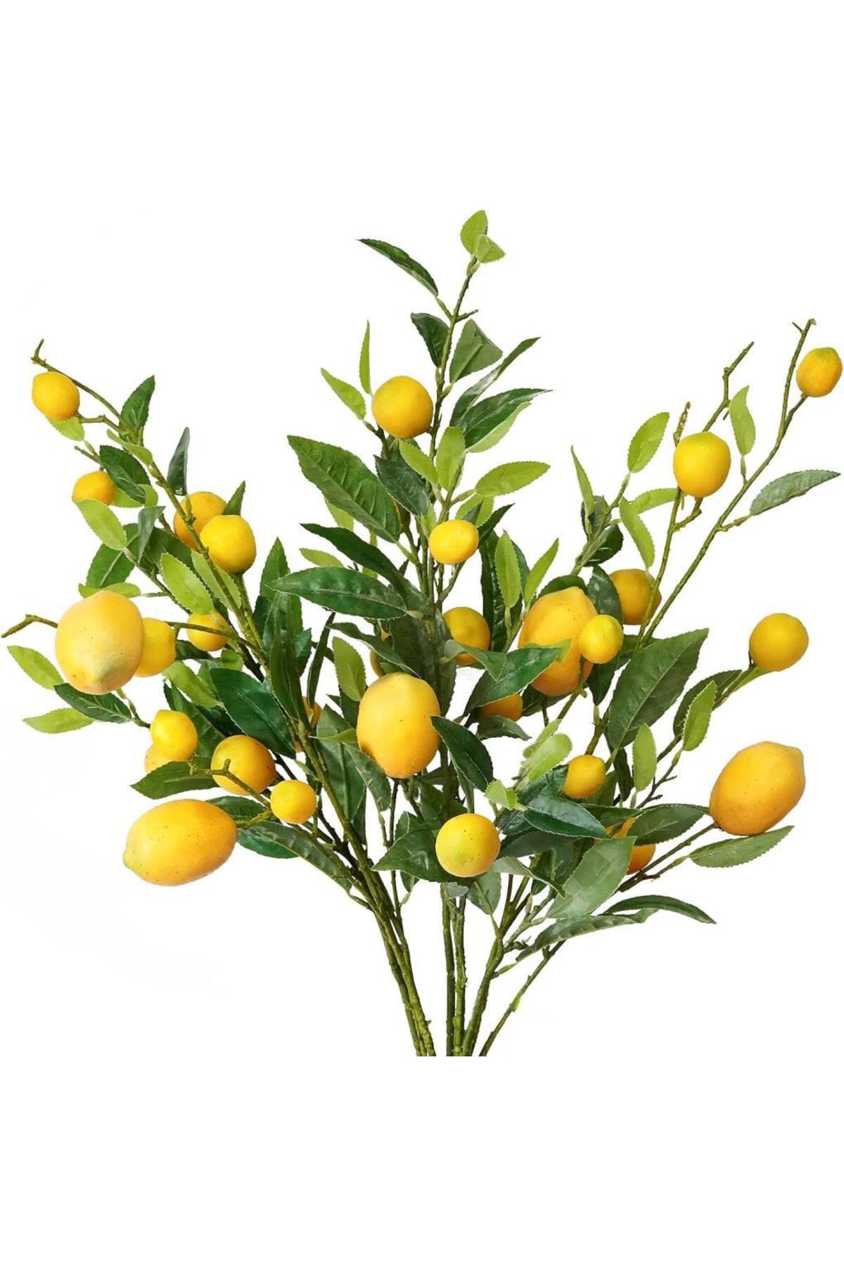 Artificial Lemon Branch 75cm Artificial Flower Lemon Tree Branch with 7 lemons