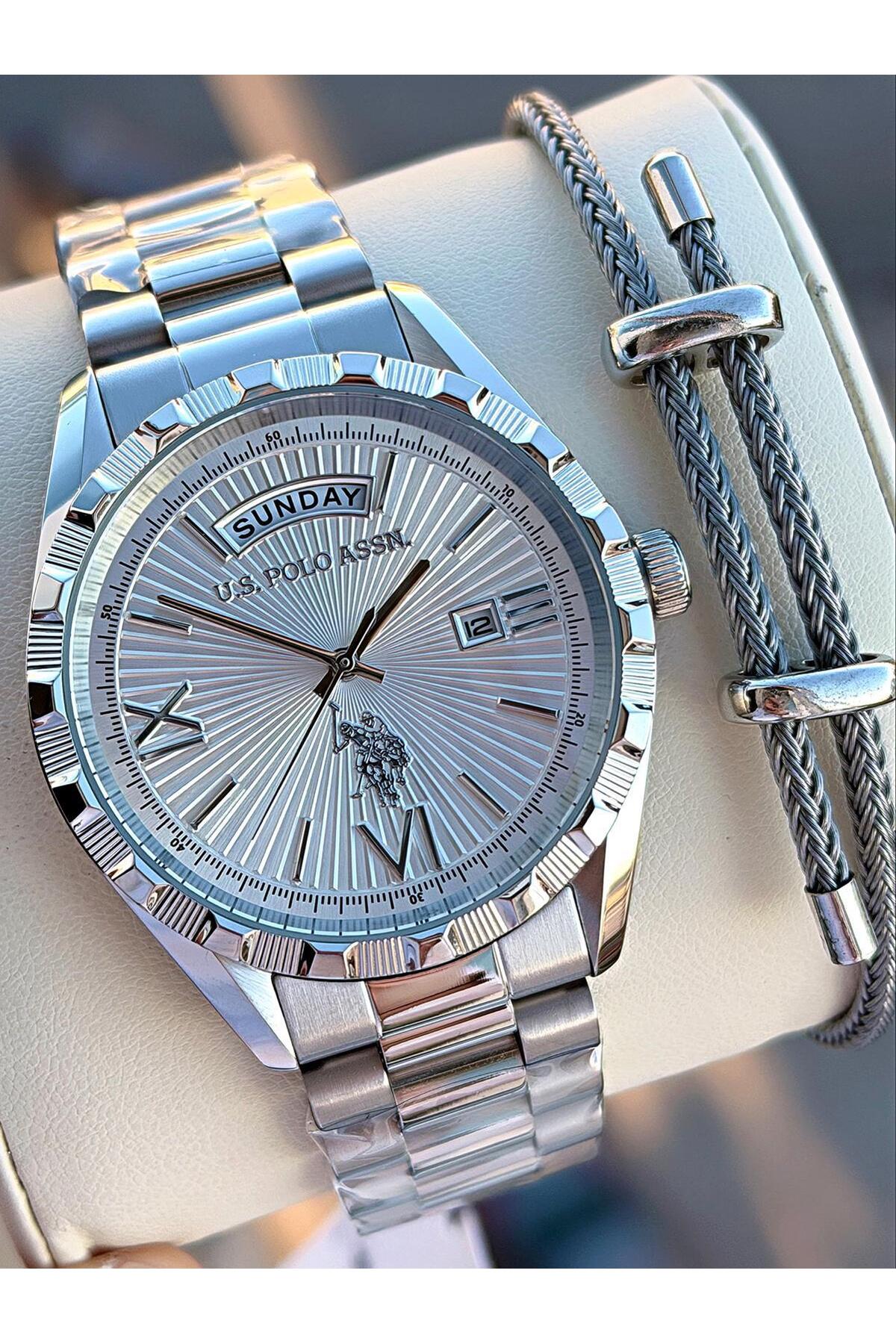 یو اس پولو ساعت مردانه U.S. Polo Assn با قاب و بند استیل، 2 سال گارانتی، مقاوم در برابر آب تا عمق 5 اتمسفر، مدل E.PA1123-04