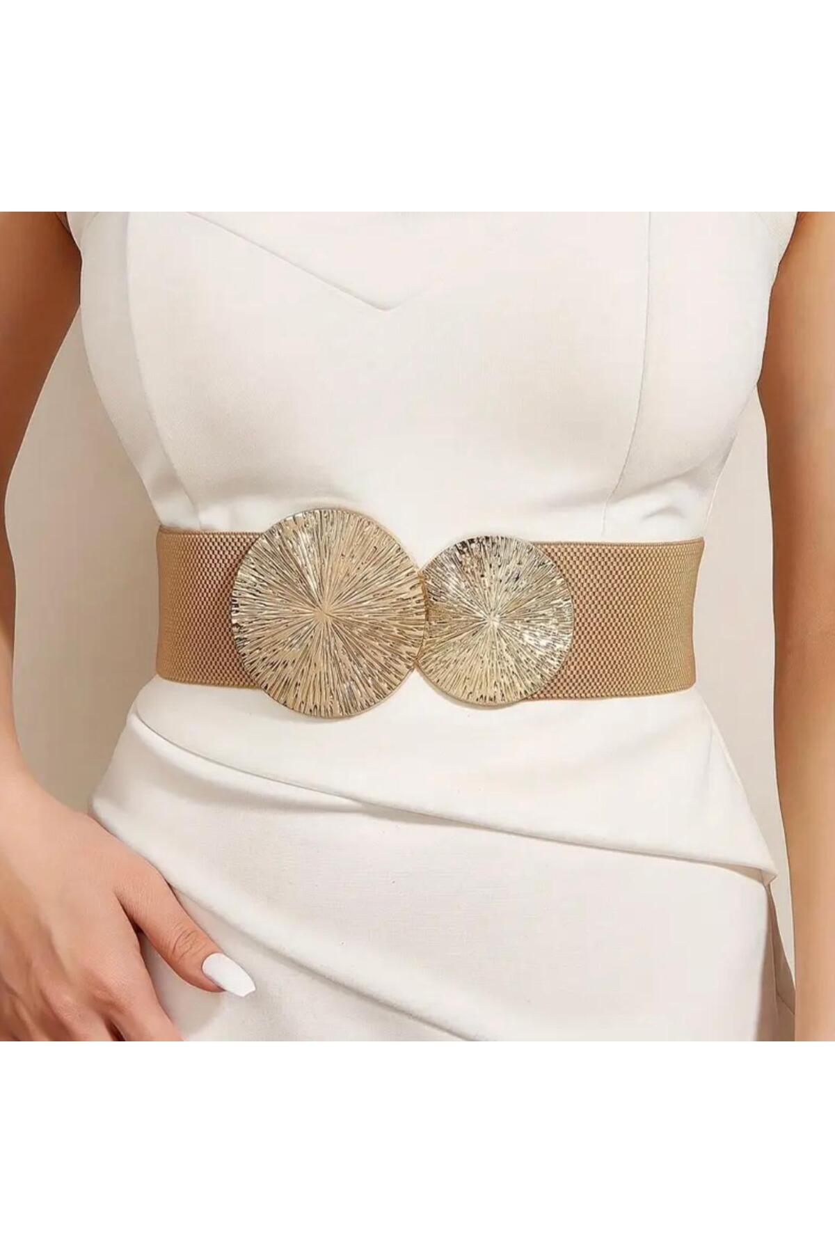 Gold Buckle Elastic Belt Dress Belt Jacket Belt Women Belt Shirt Belt