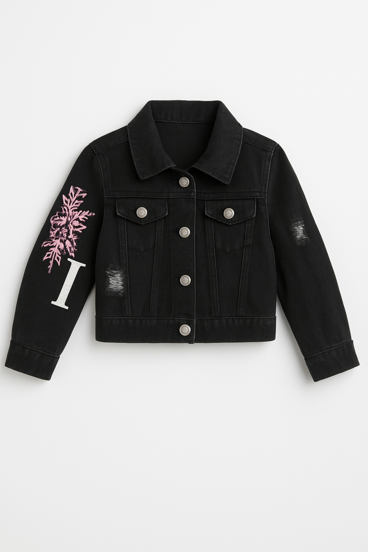 mini kanka  Kız Çocuk Mini Rebel 3-12 Yaş Trend Şık Kot Ceket Bel Manşetli Denim Ceket - Görsel 2