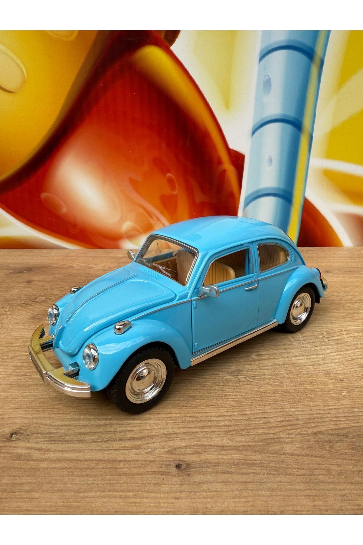 Friction Sound Lighted Toy Vosvos Car Opening Doors Model Vosvos Car Blue