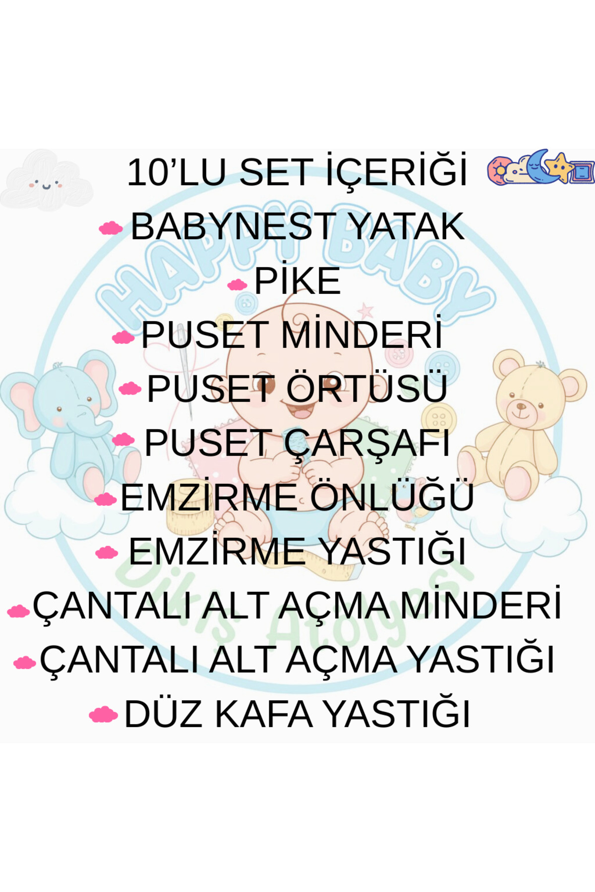 Happy Baby Dikiş Atölyesi 10’Lu Babynest Puset Örtüsü Alt Açma Emzirme Yastığı Ana Kucağı Bebek Arabası Minderi Tutmalı fotoğrafı 7 (önizleme)