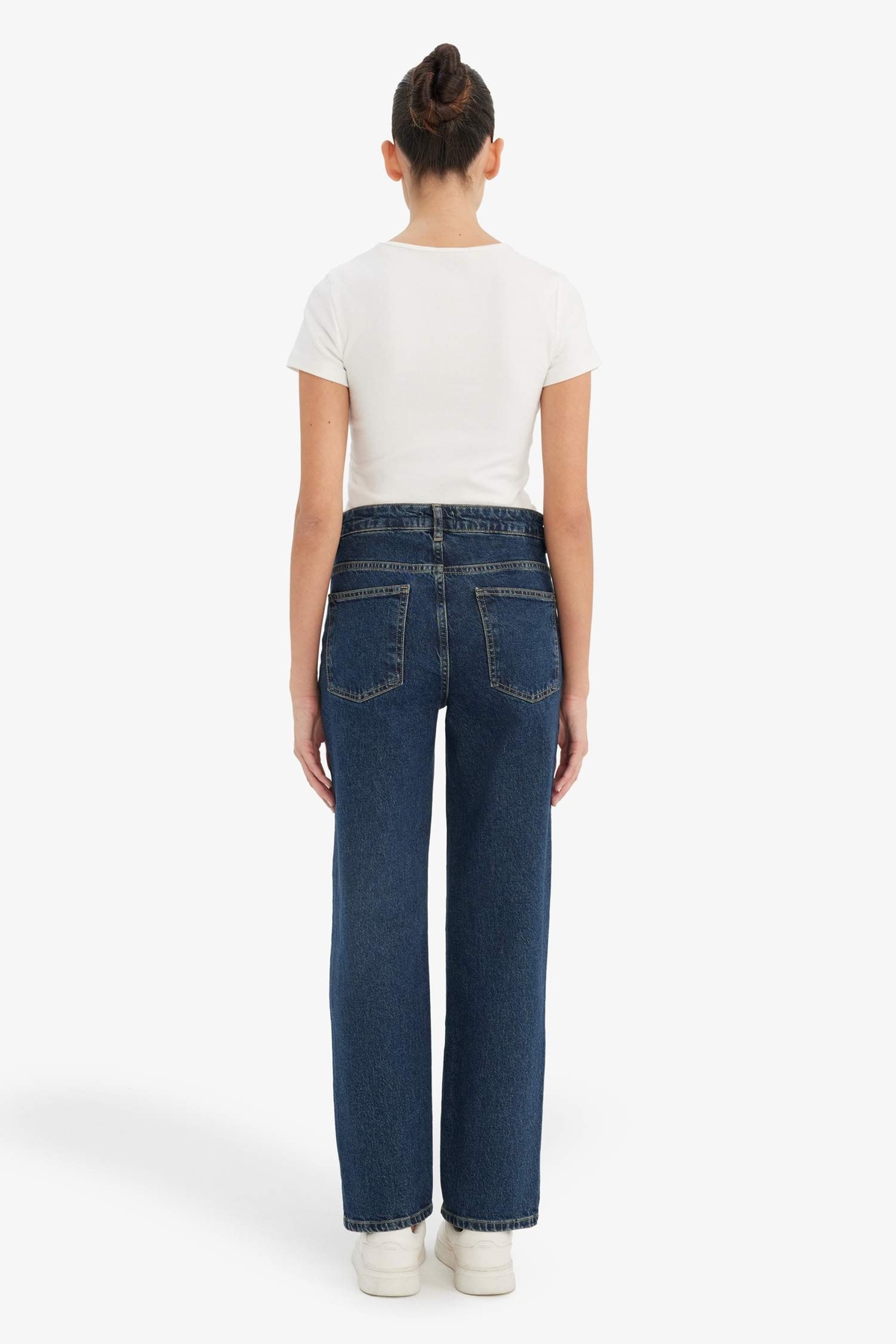 Defacto  Comfort Straıght Yüksek Bel Bilek Boy Jean Yıkamalı Pantolon D8154AX25AU - Görsel 5